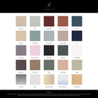 Colour swatch chart for acrylic with various shades and names.