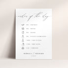 Modern Order of the Day Sign for Wedding in White - Aldgate Collection, Elle Bee Design