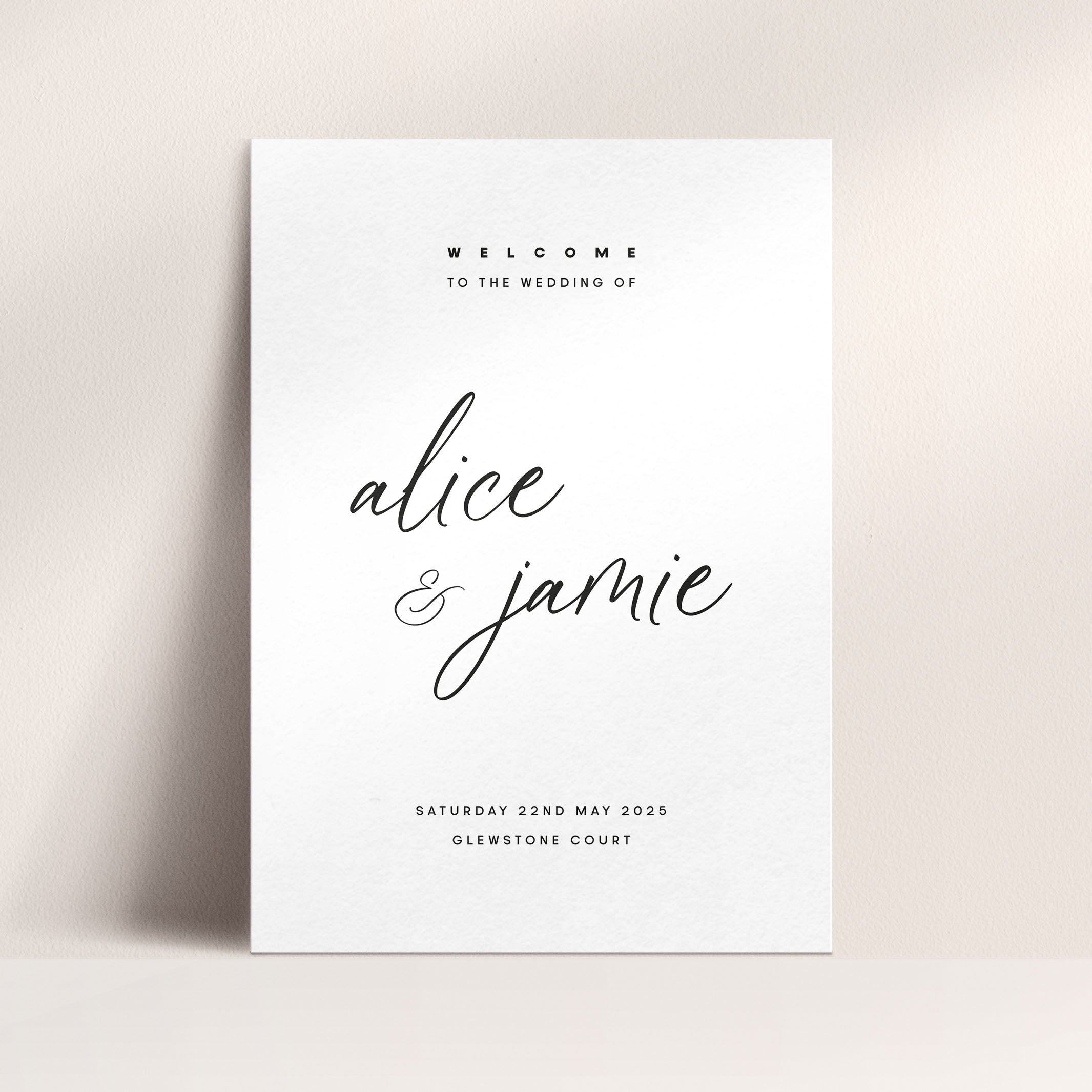 Modern and Elegant Wedding Welcome Sign in White - Alice Collection, Elle Bee Design