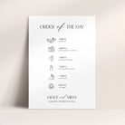 Modern Wedding Order of the Day Sign in White - Bond Street Collection, Elle Bee Design