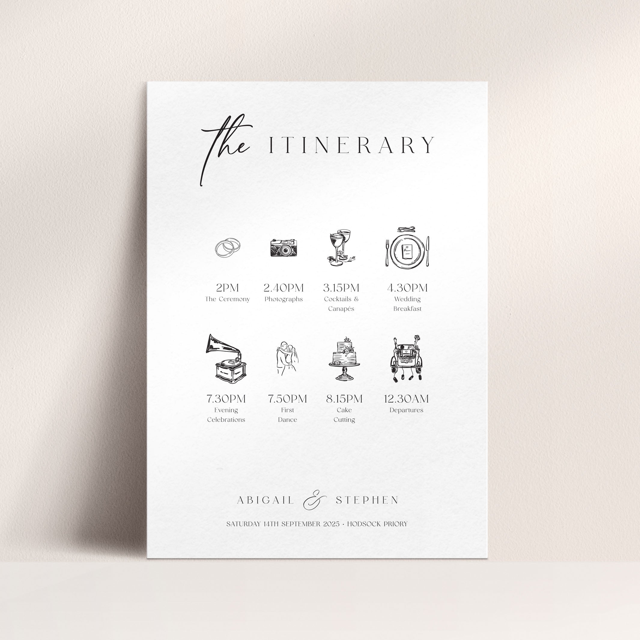 Modern Wedding Order of the Day Sign in White - Highbury Collection, Elle Bee Design