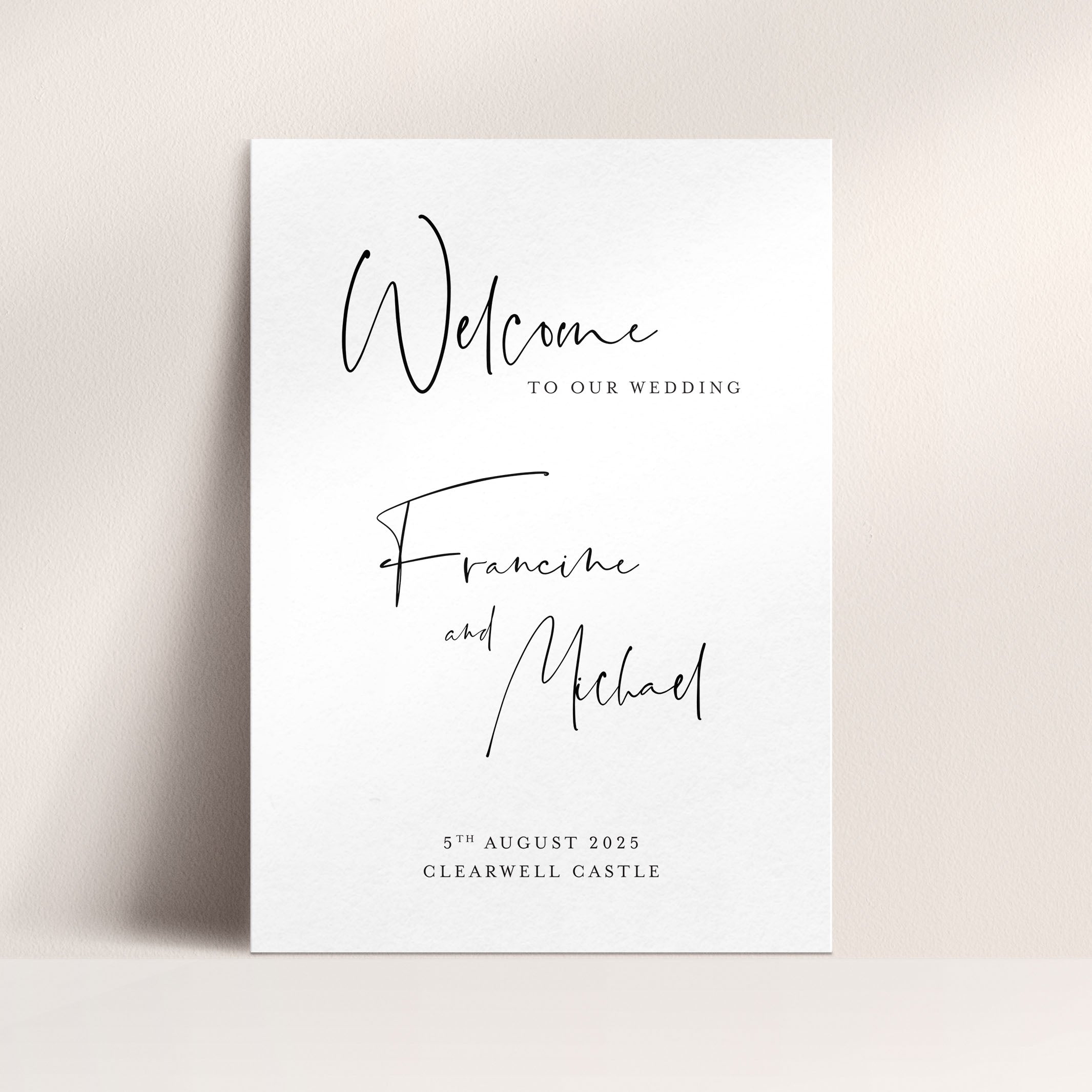 Modern Script Wedding Welcome Sign in White - Kilburn Collection, Elle Bee Design