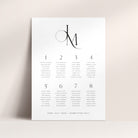 Modern Monogram Wedding Seating Plan in White - Newbury Collection, Elle Bee Design