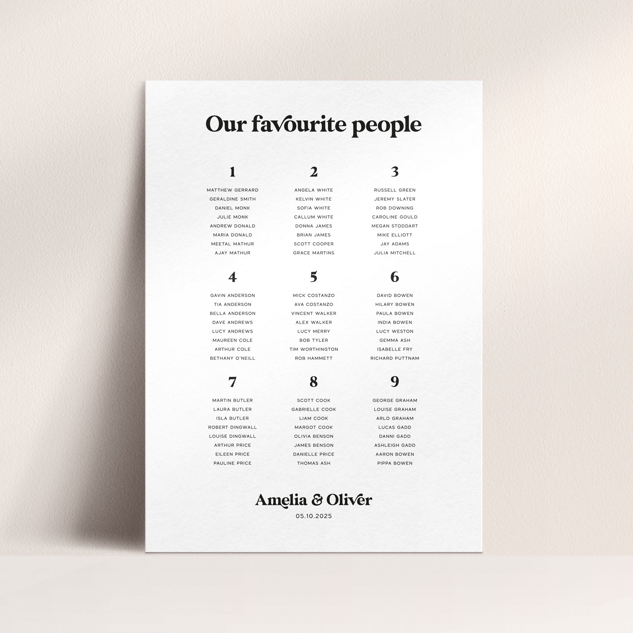 Modern Retro Wedding Table Plan in White - Soho Collection, Elle Bee Design