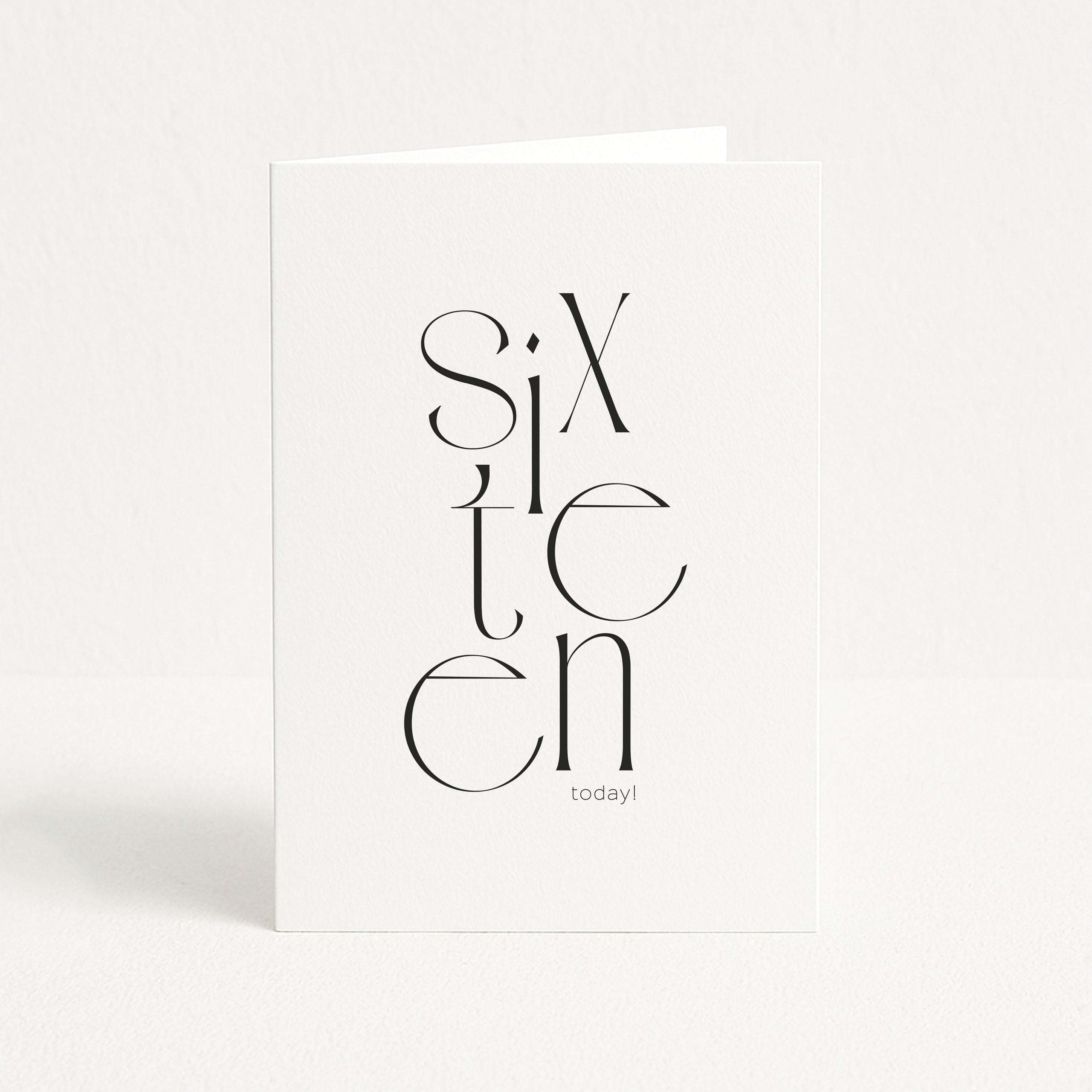 Abstract 16th birthday card on a white background