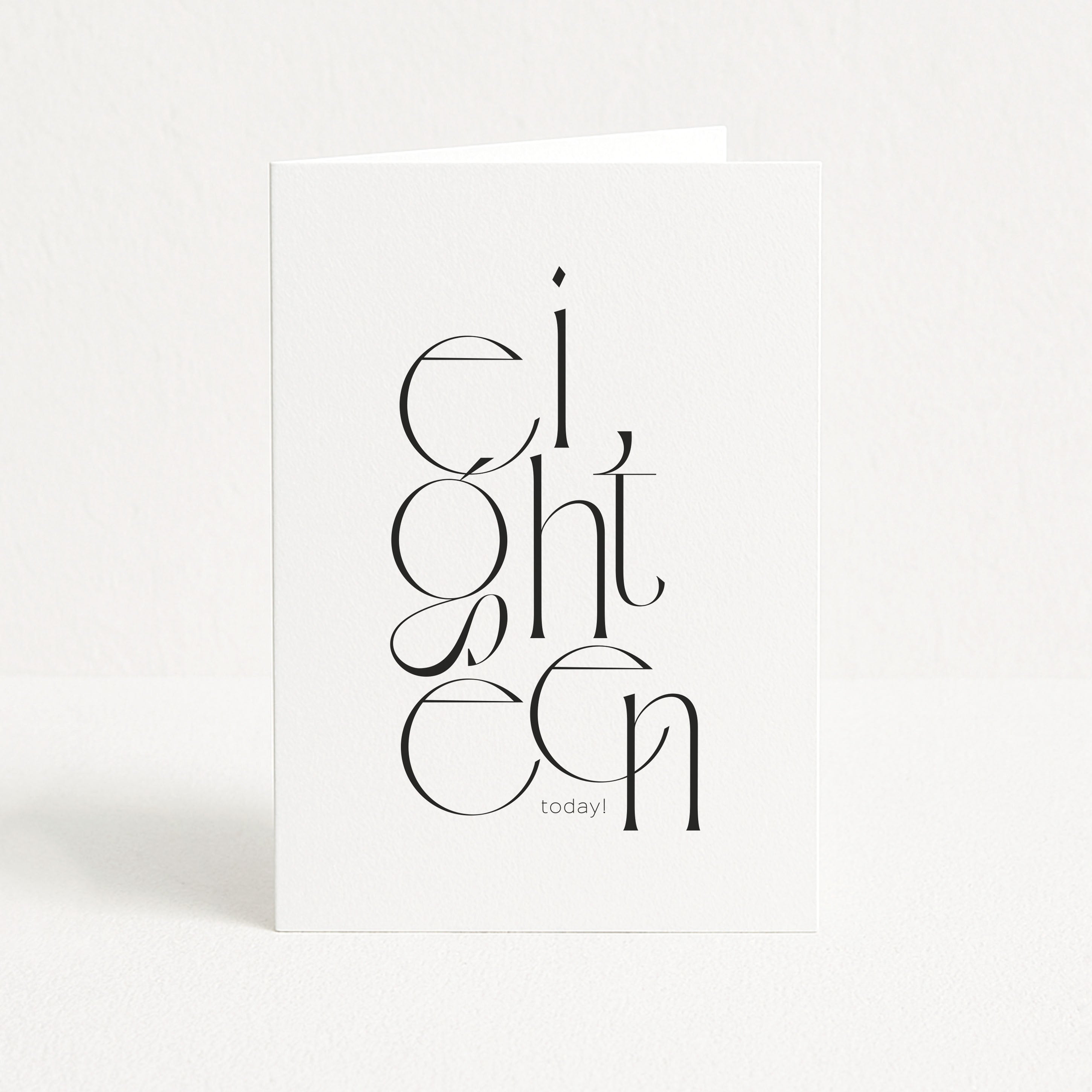 Abstract 18th birthday card on a white background