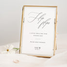 Framed wedding sign for flip-flops with personalized initials on a white background