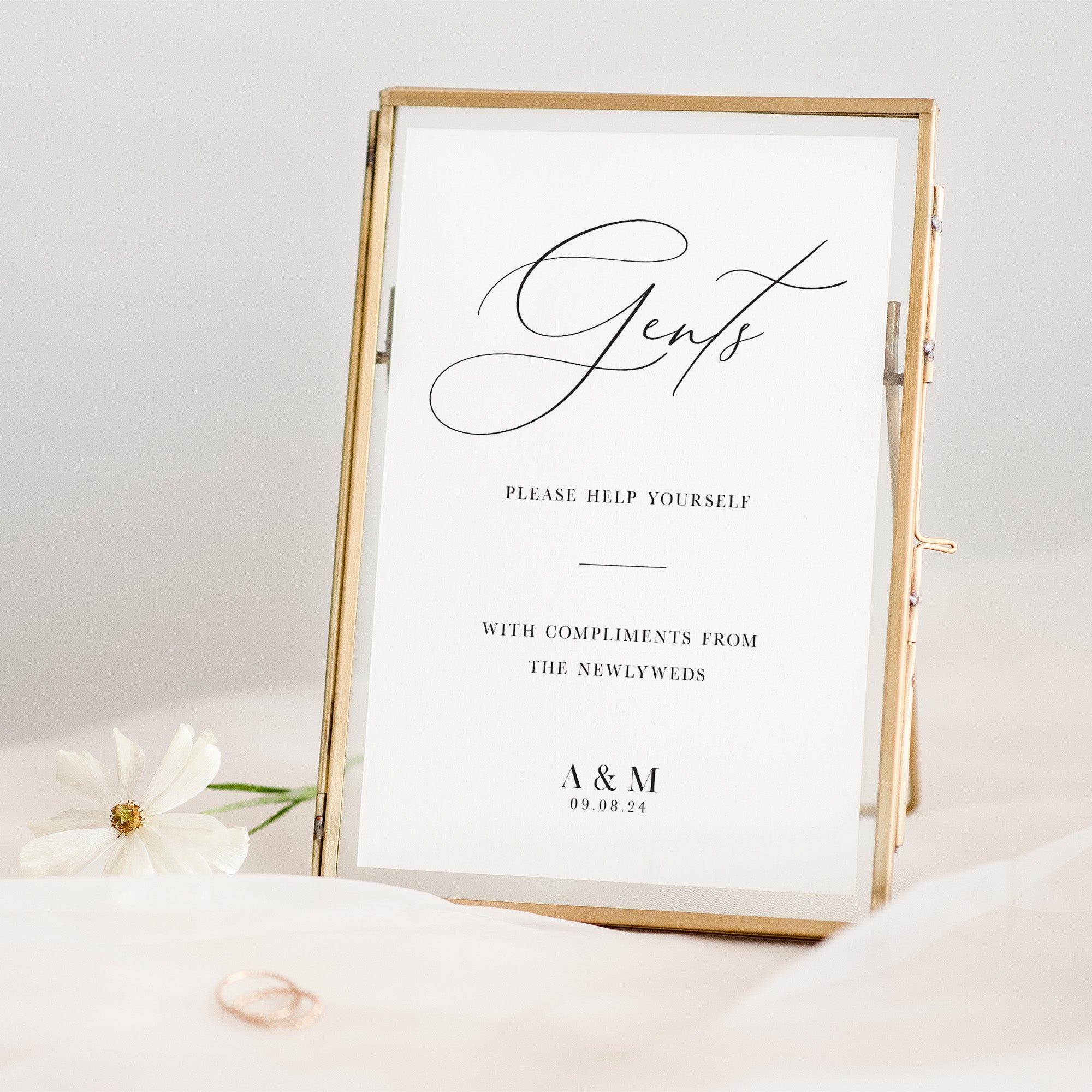 Gents Toiletries Sign for Wedding Reception