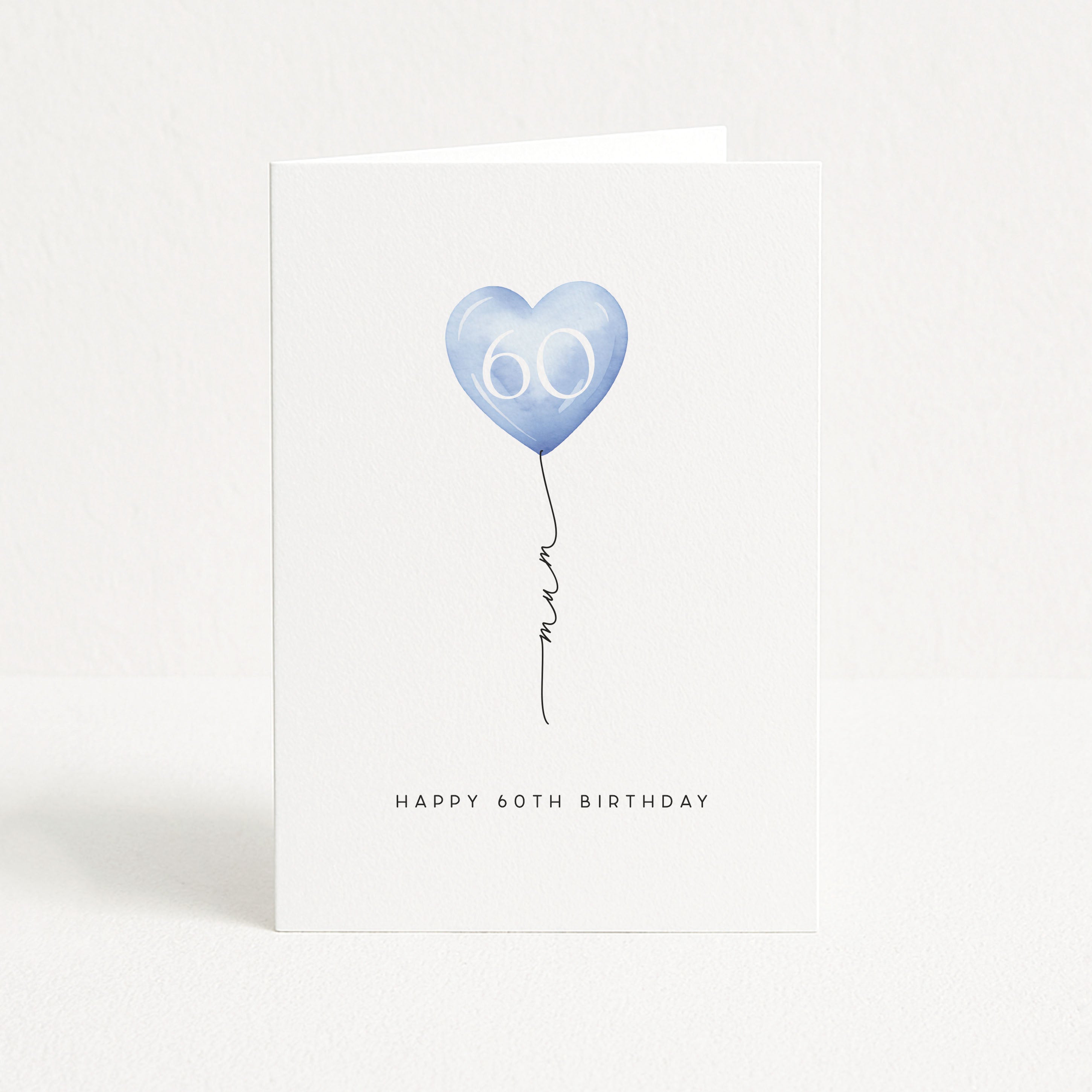 60th Birthday Card for Mum with 60 Blue Balloon