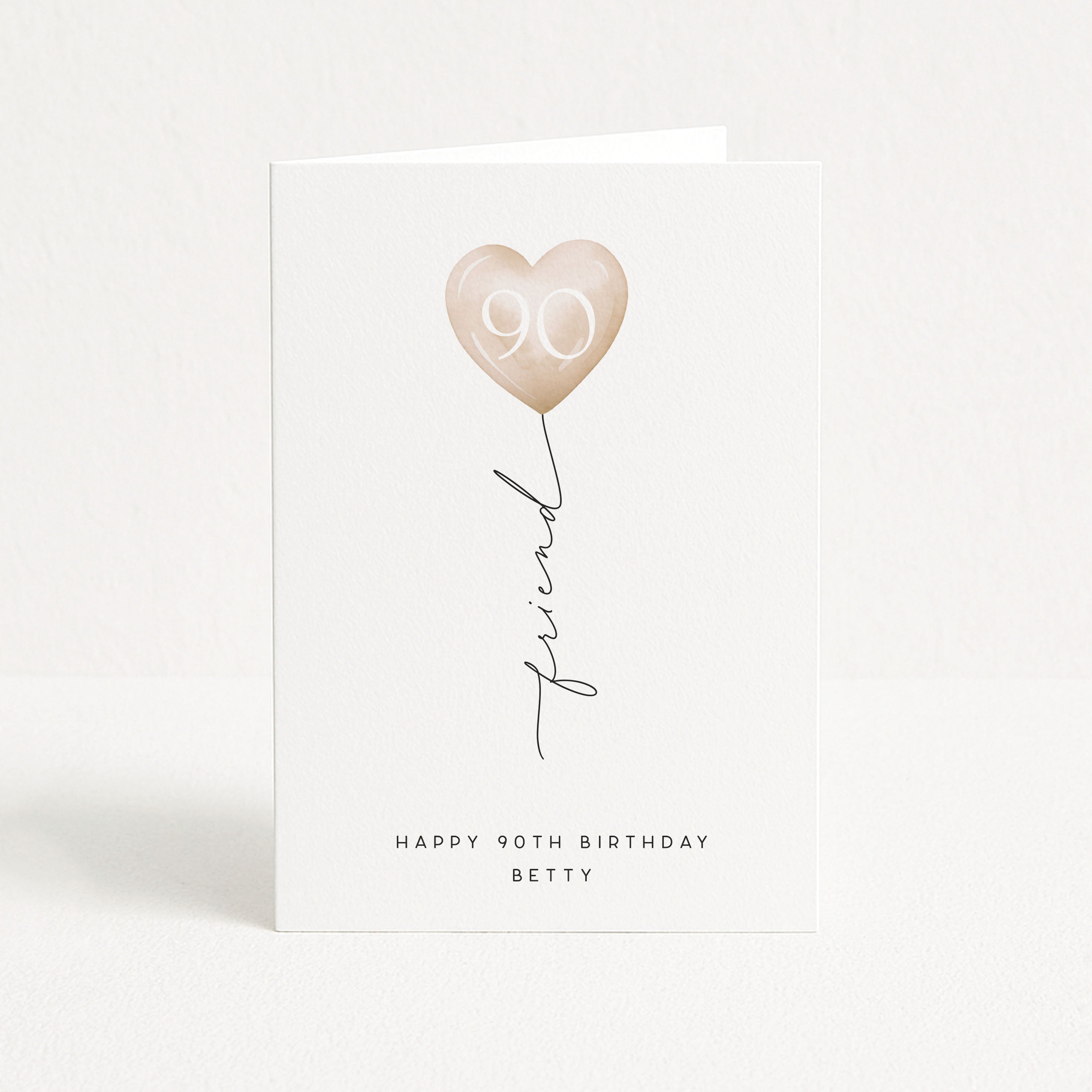 90th Birthday Card with 90 Balloon Illustration