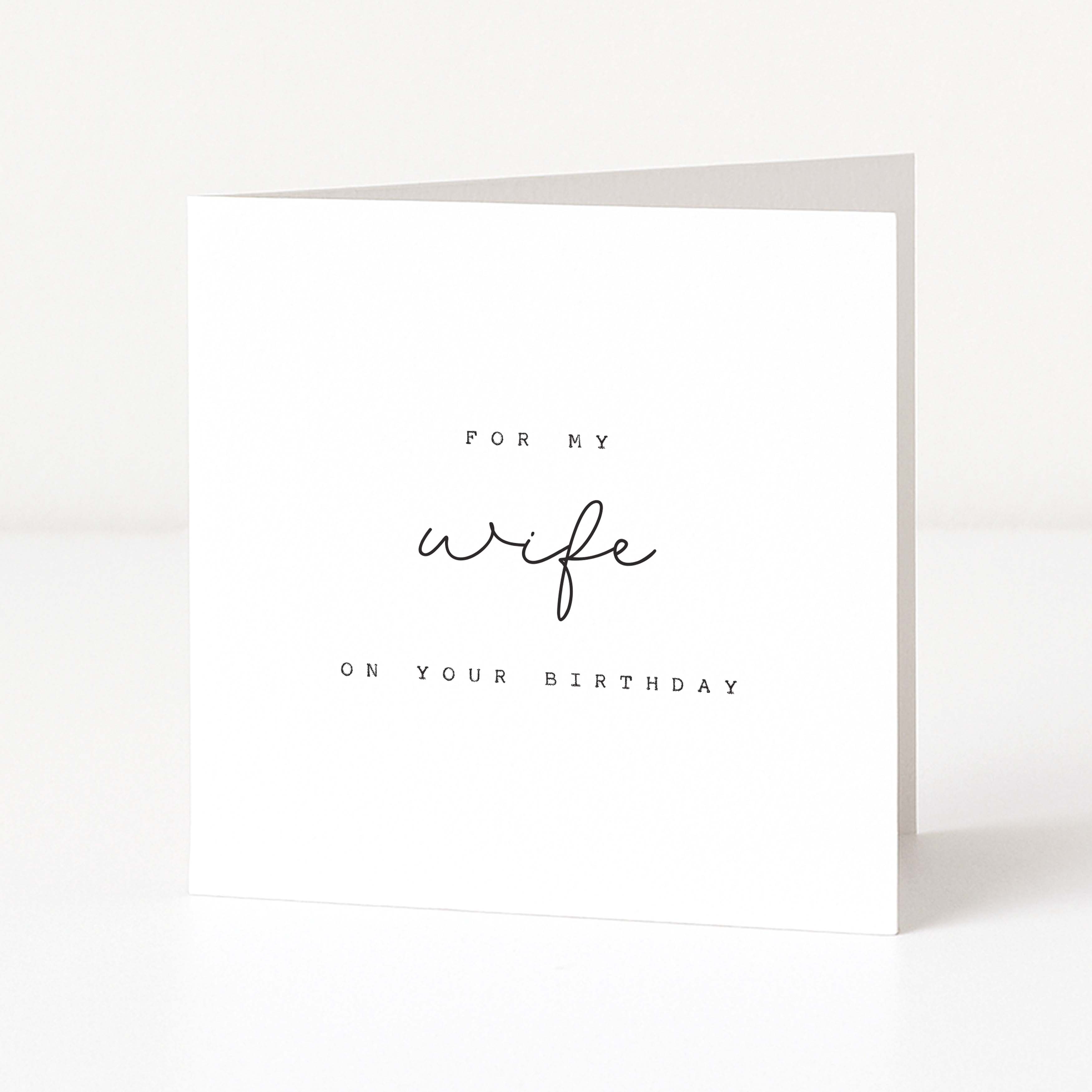 Greeting card with for my wife on your birthday on a white background