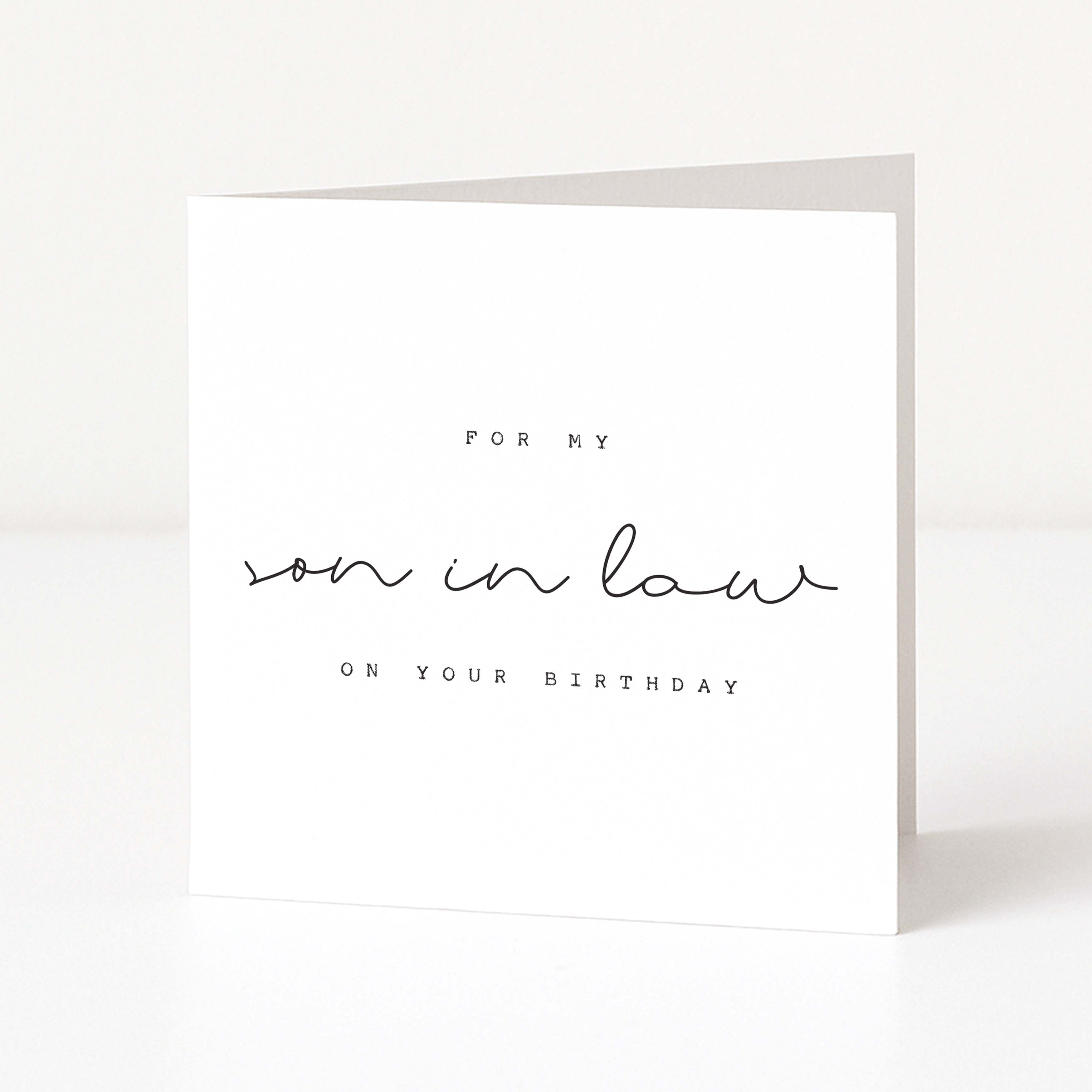 Greeting card for son-in-law on a white background