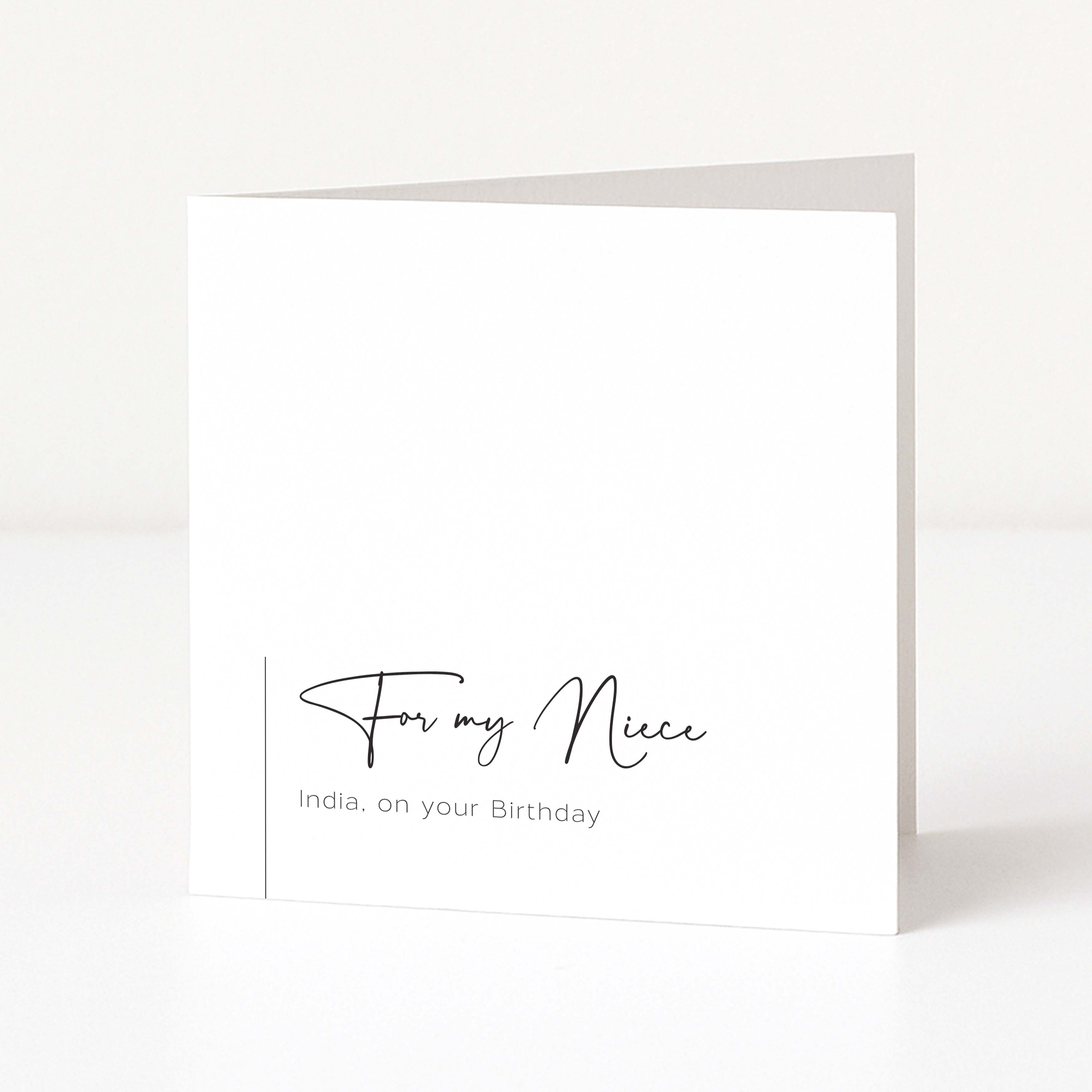 Greeting card with 'For my Niece' text on a white background