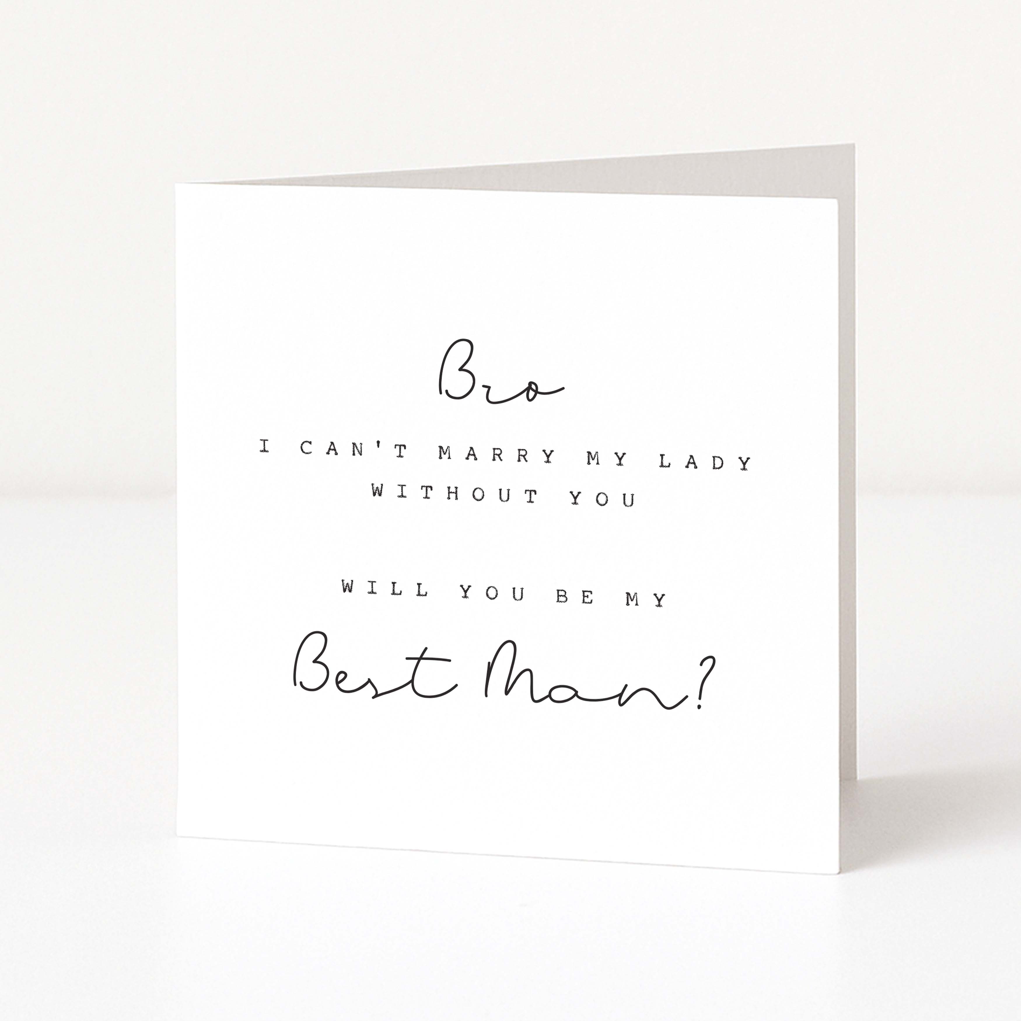 Greeting card with text asking if you will be the best man on a white background