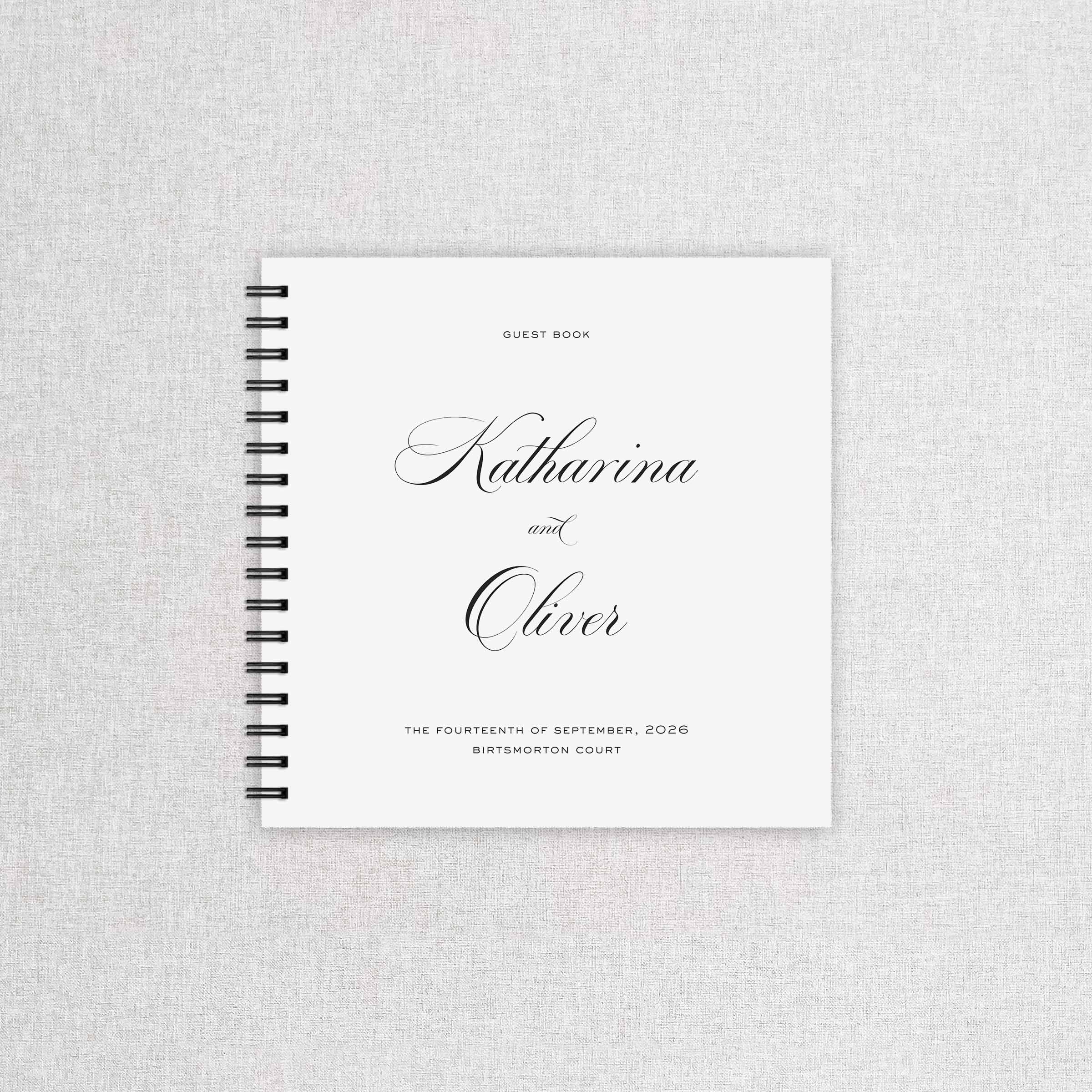 Calligraphy Wedding Guest Book with Black Binder