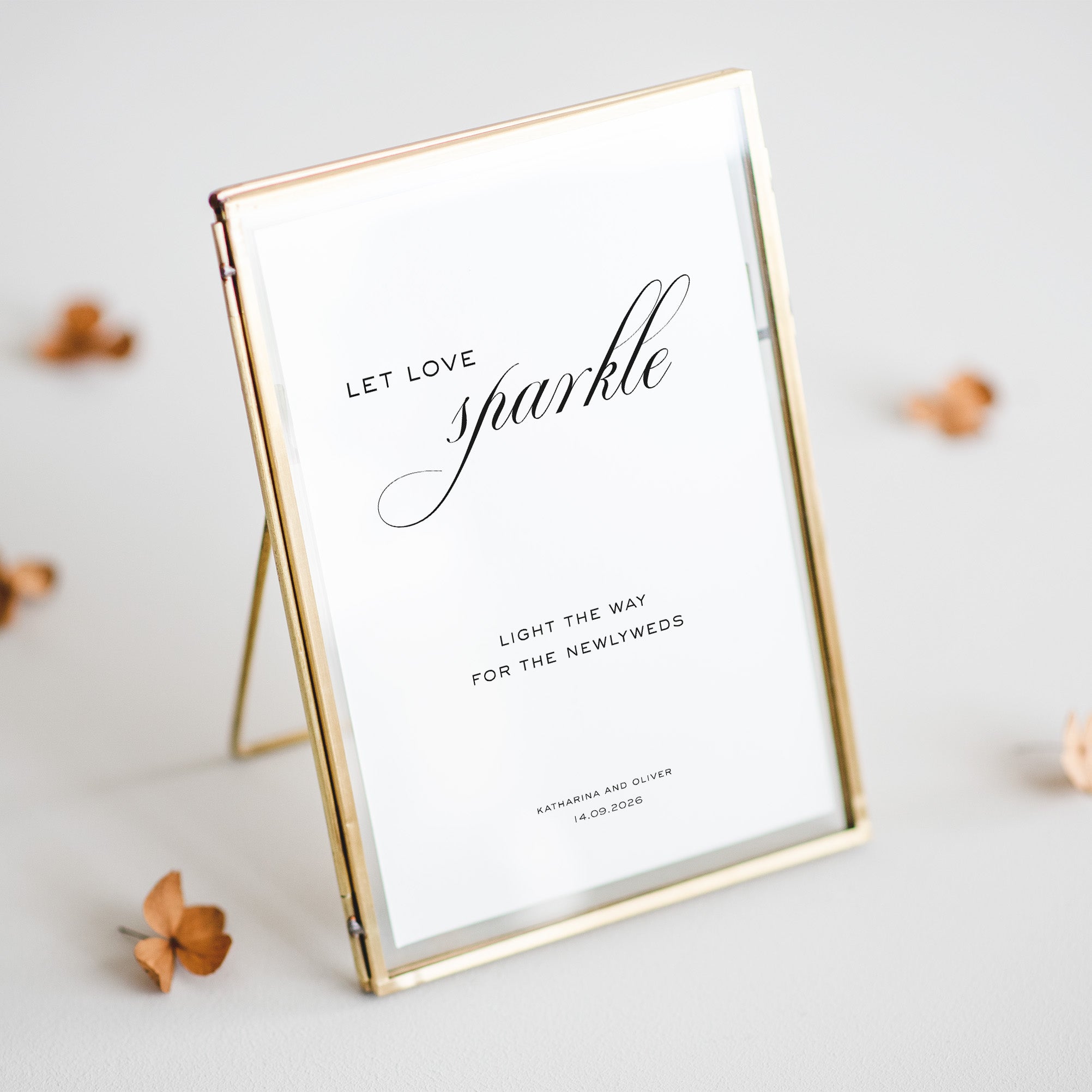 Wedding sign for sparklers in gold frame