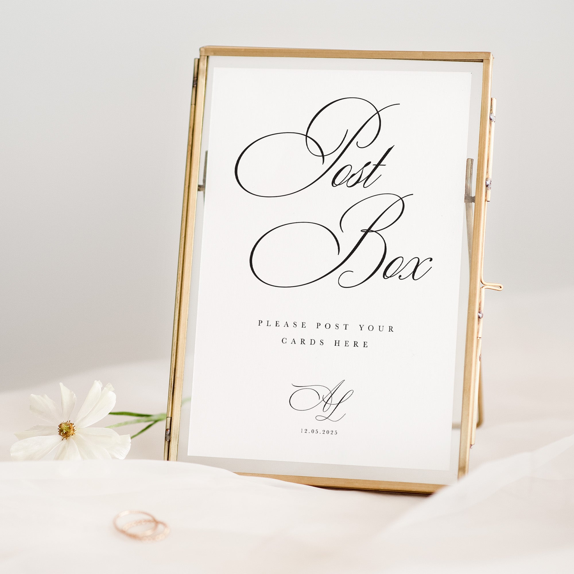 Elegant Wedding Post Box Sign for Evening Reception