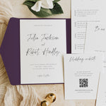 Modern Script Pocketfold Wedding Invitation - Broadway Collection, Elle Bee Design
