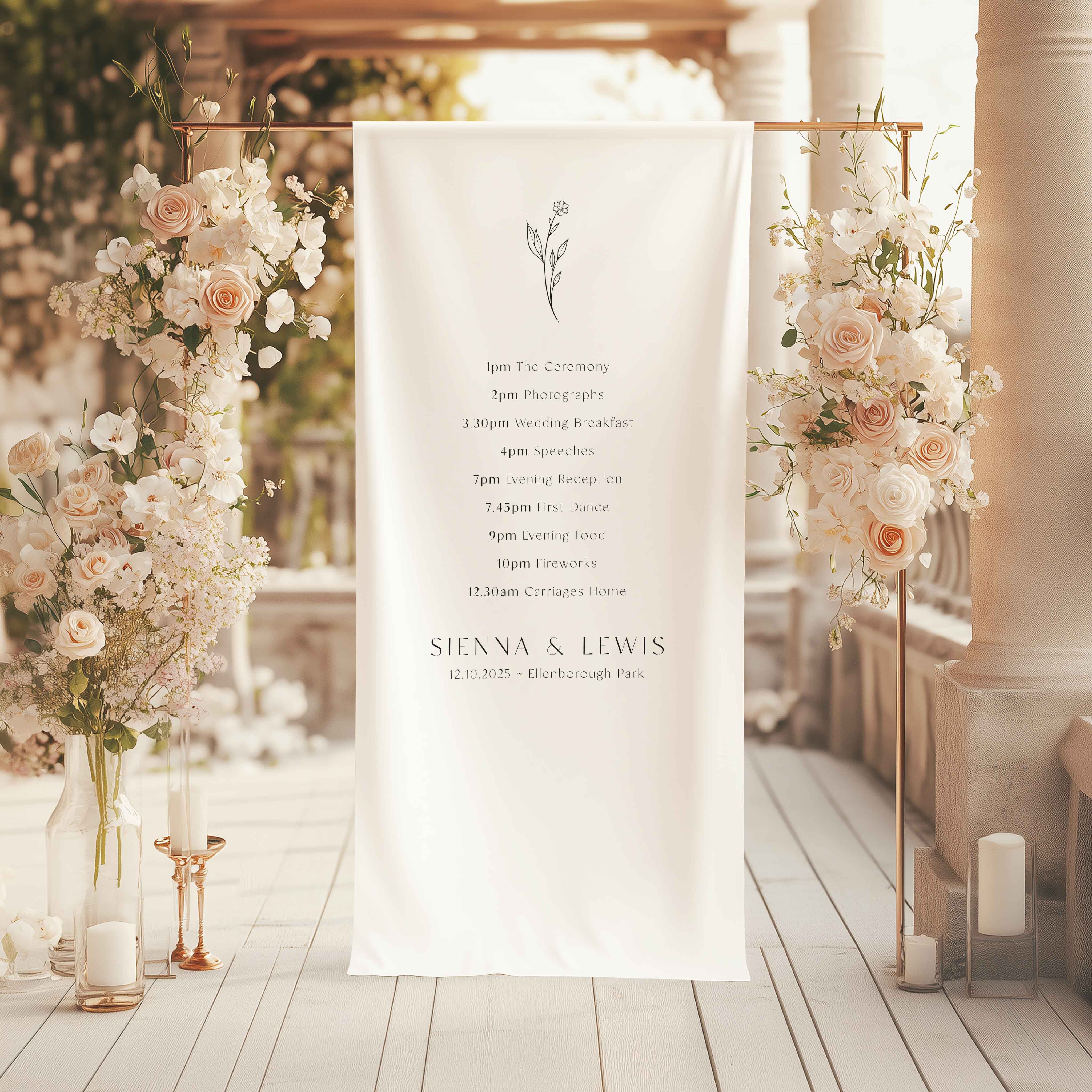Fabric Order of the Day Sign for Wedding - Burley Collection, Elle Bee Design
