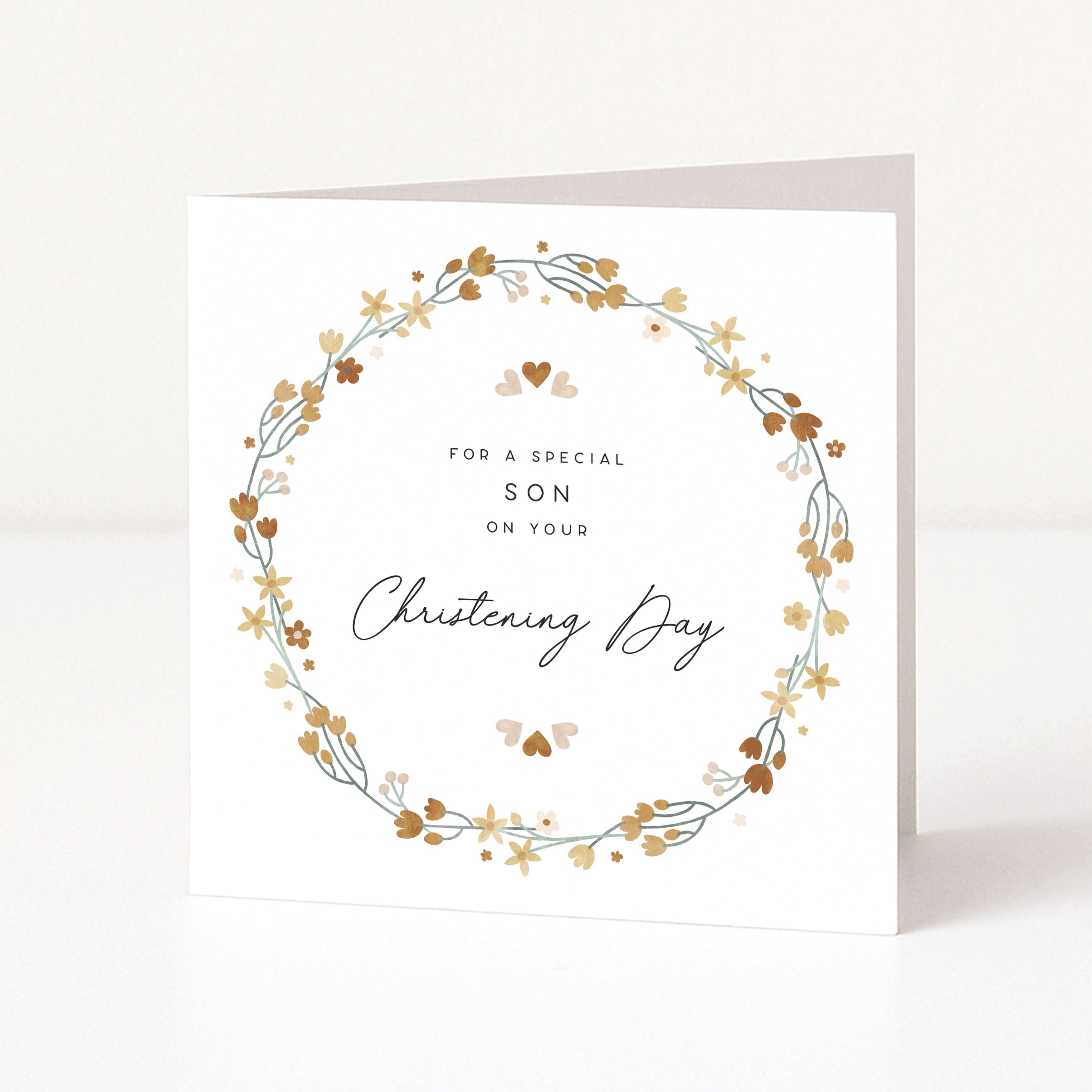 Floral Wreath Christening Day Card for on