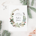 Wreath Personalised Christmas Card Pack - Elle Bee Design