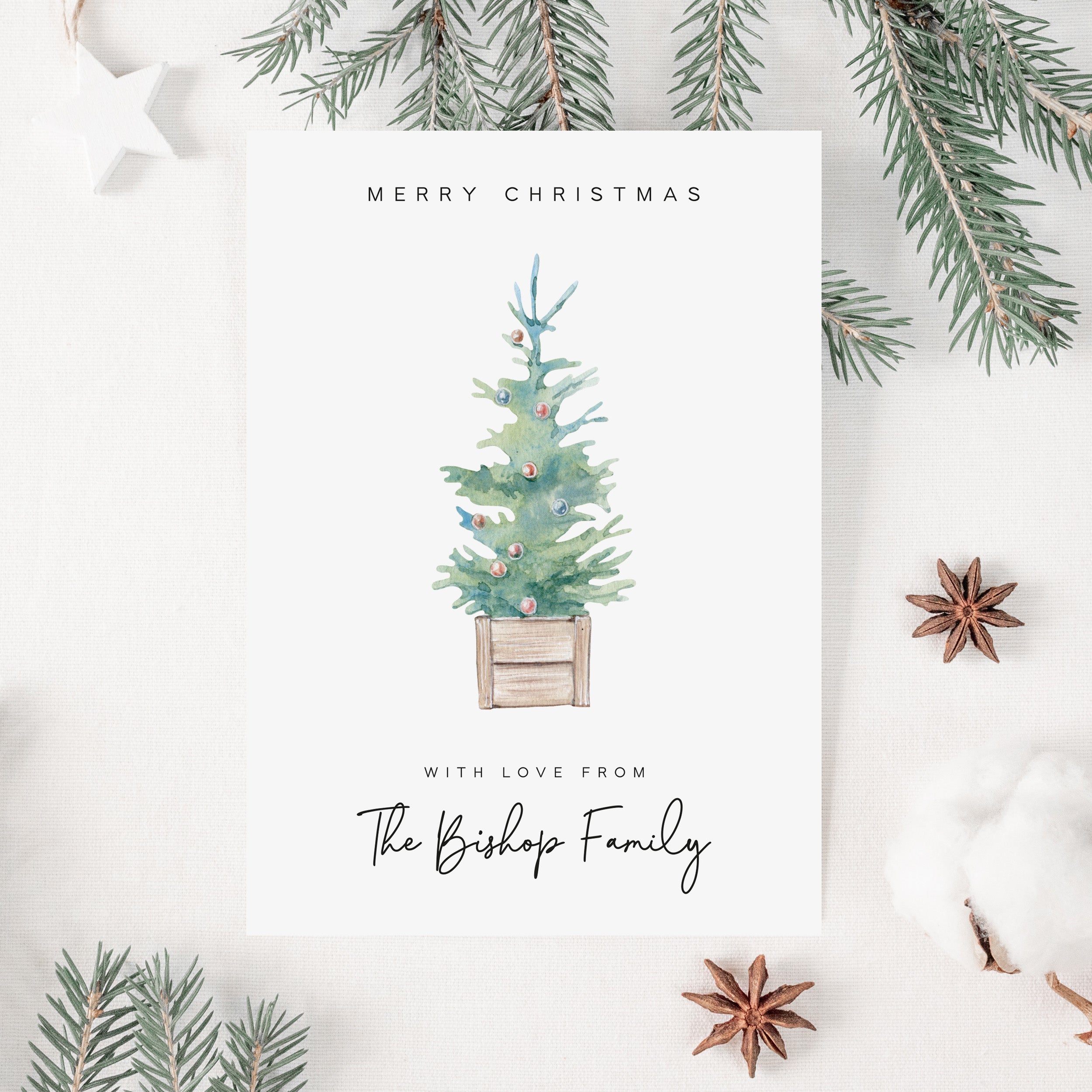Christmas Tree Personalised Christmas Card Pack - Elle Bee Design