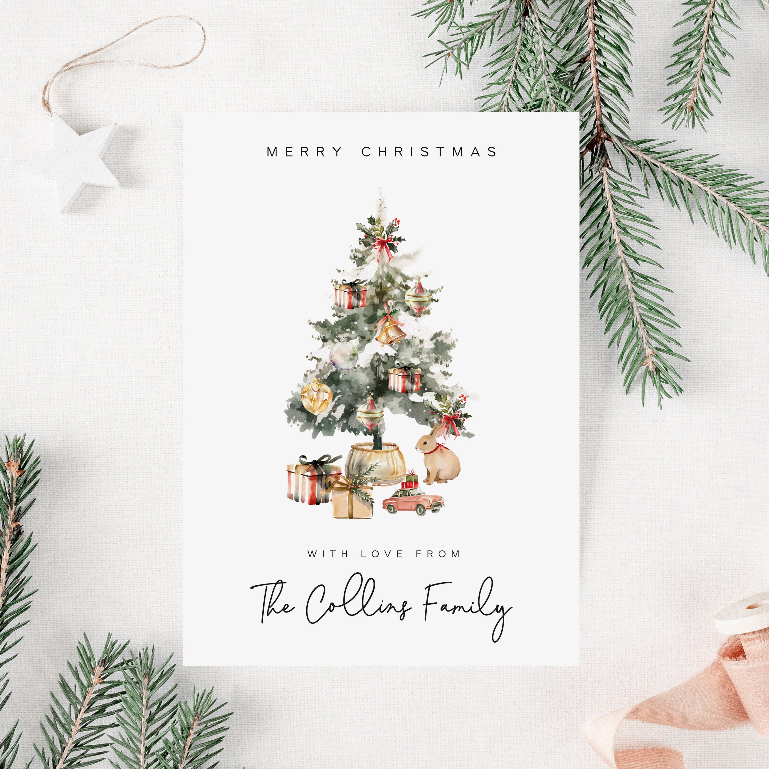 Christmas Tree Personalised Christmas Card Pack - Elle Bee Design