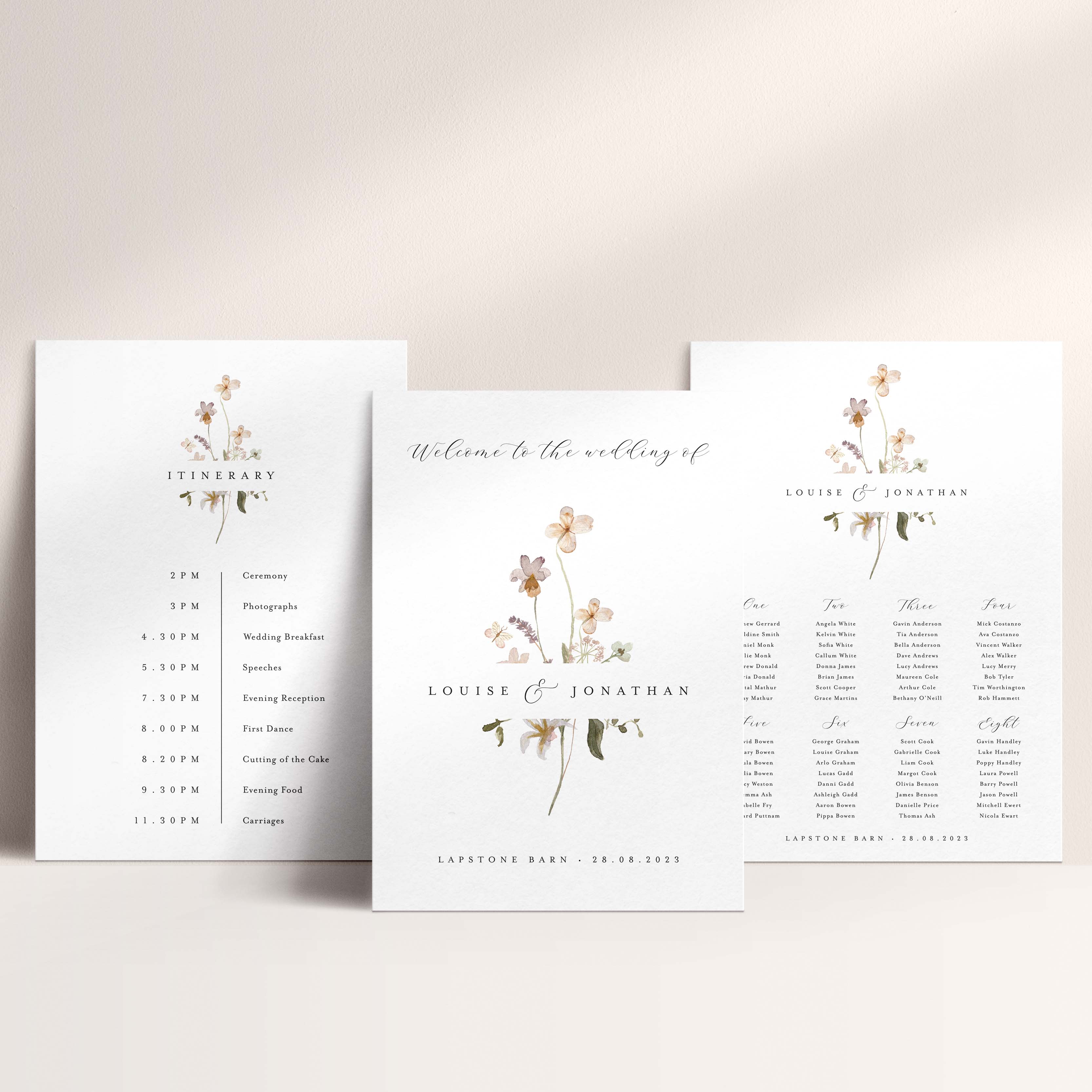Wildflower Wedding Sign Package including Table Plan, Welcome Sign and Order of the Day Sign - Charlbury Collection, Elle Bee Design