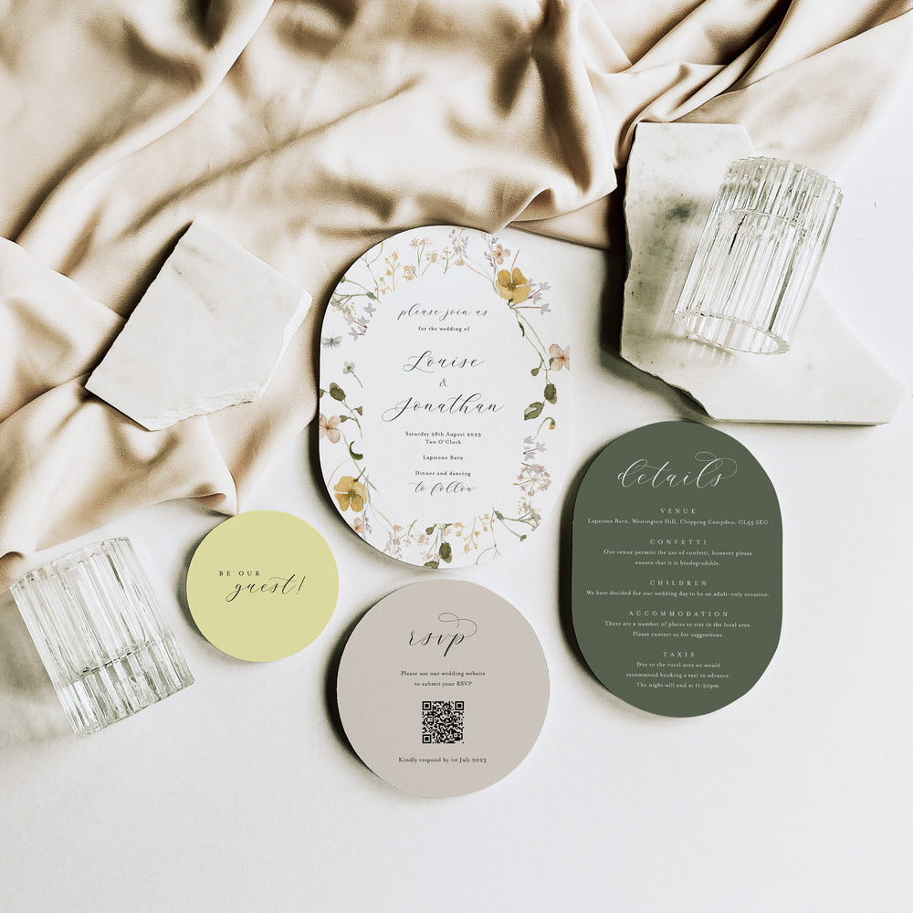 Wildflower Shaped Wedding Invitation Suite - Charlbury Collection, Elle Bee Design