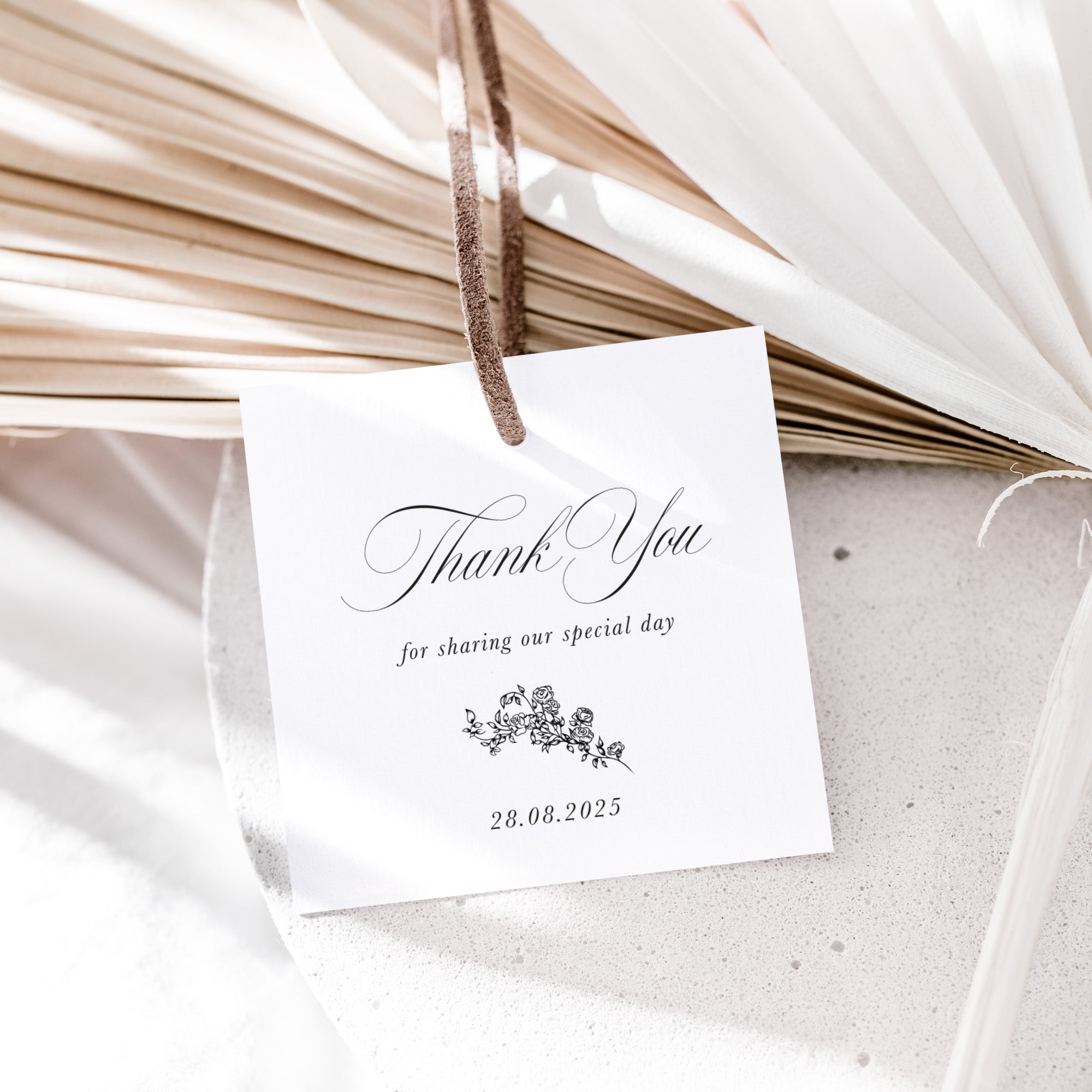 Wedding Favour Tags in Square Shape - Charlotte Collection