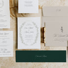 Traditional and Elegant Floral Wedding Invitation Suite in Racing Green and Mist - Charlotte Collection