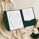 Traditional and Elegant Pocketfold Wedding Invitation in Racing Green - Charlotte Collection