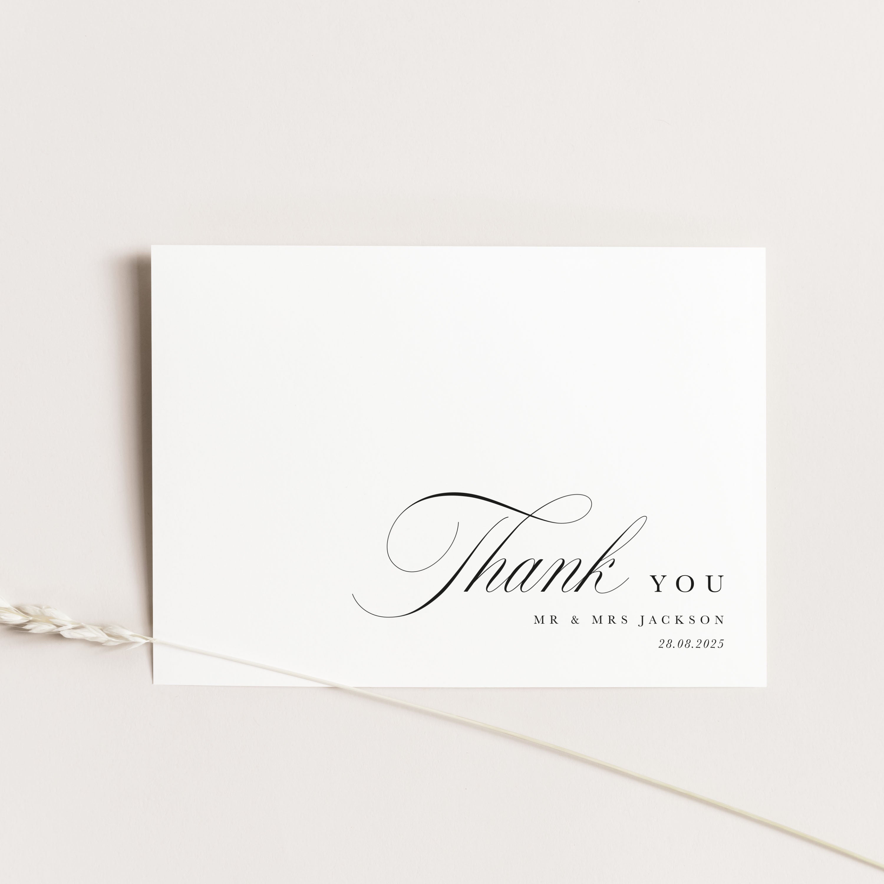 Simple and Elegant Floral Wedding Thank You Card - Charlotte Collection