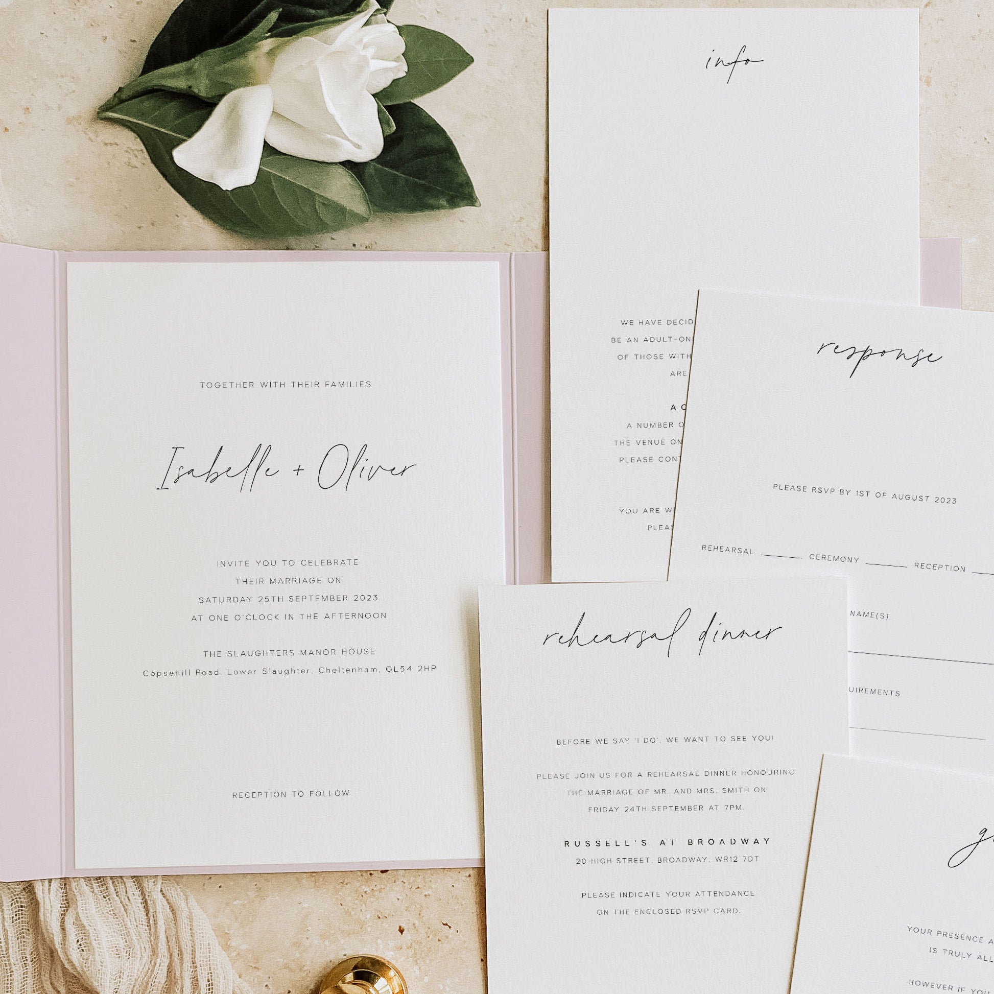 Modern Wedding Pocketfold Invitation - Dalston Collection, Elle Bee Design