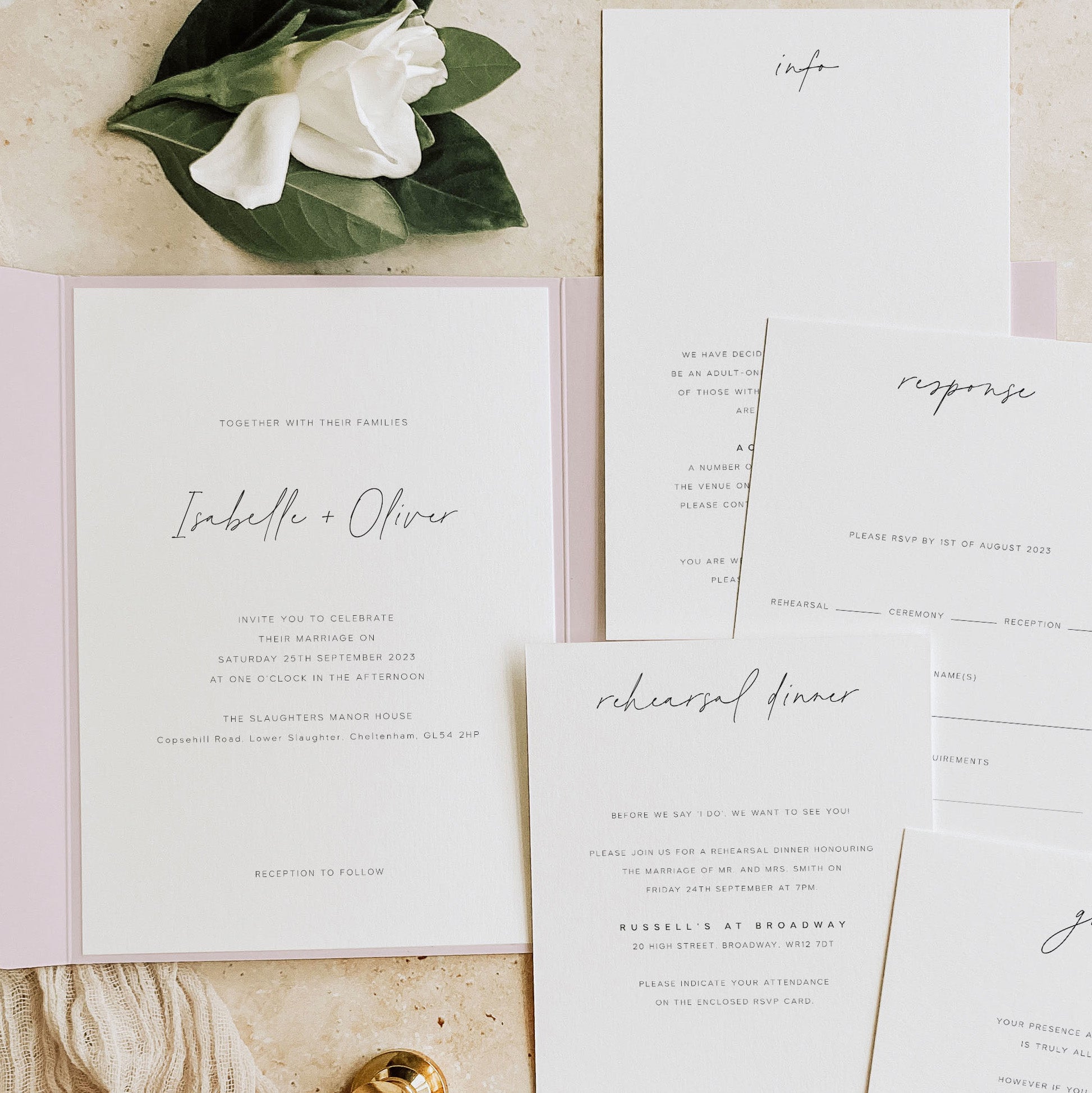 Modern Wedding Pocketfold Invitation - Dalston Collection, Elle Bee Design