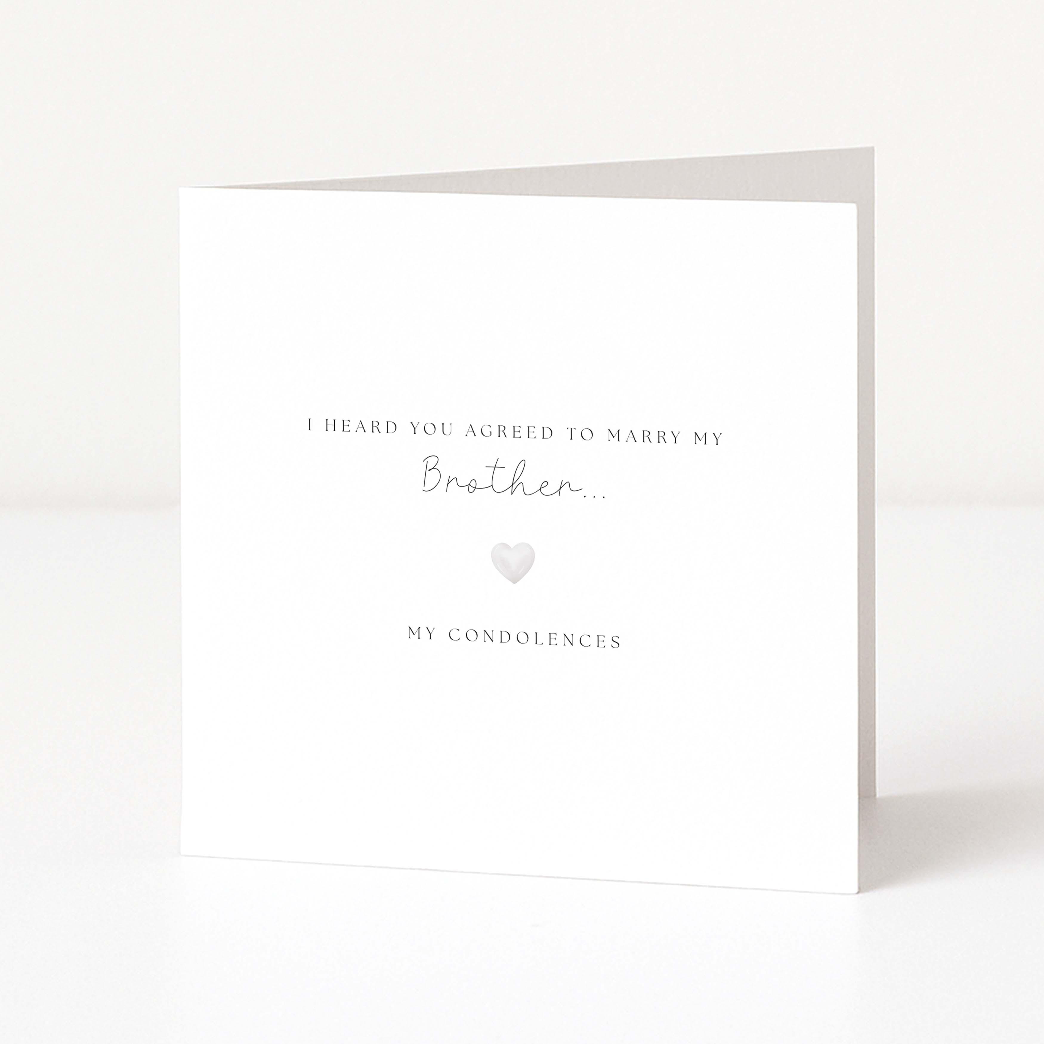 White card with black text and a heart symbol on a white background