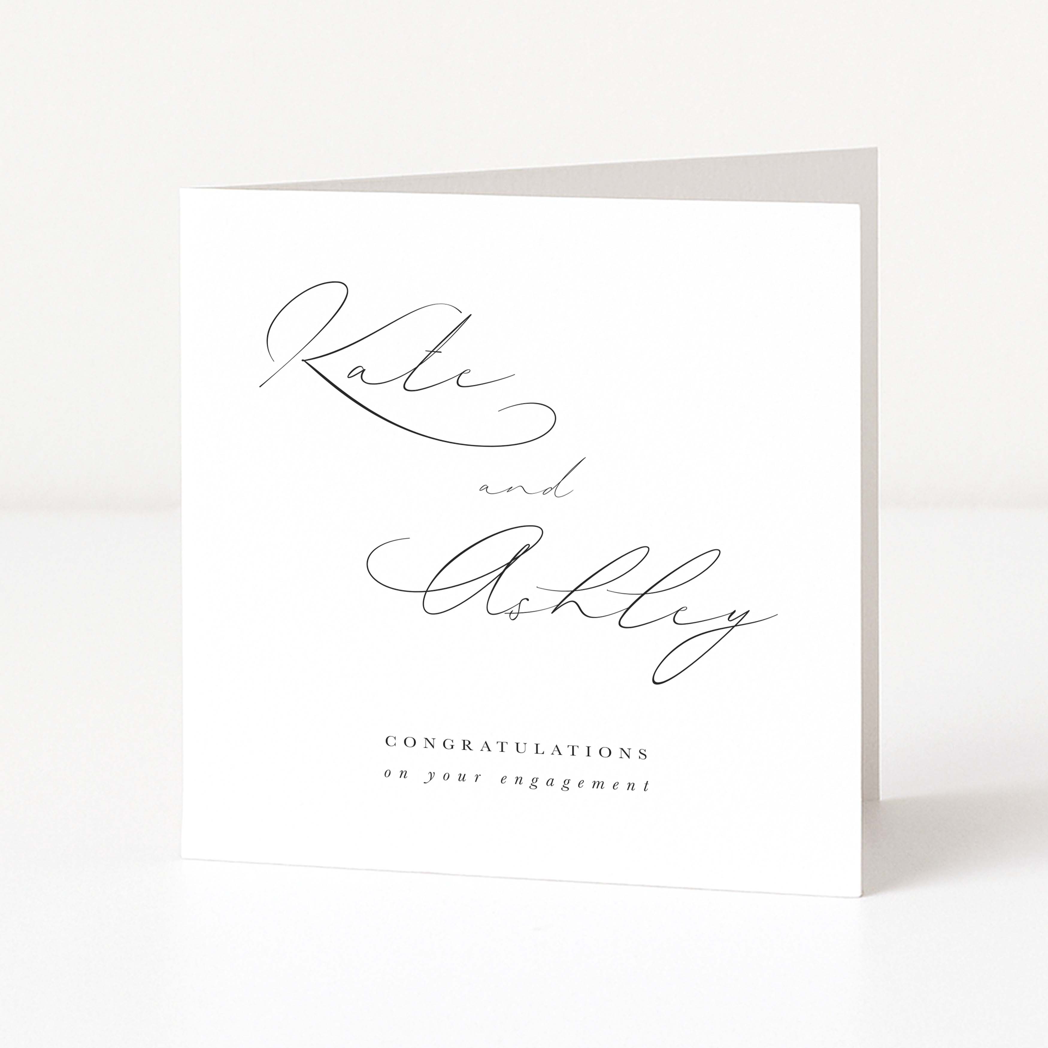 Engagement card with 'Kate and Ashley' on a white background