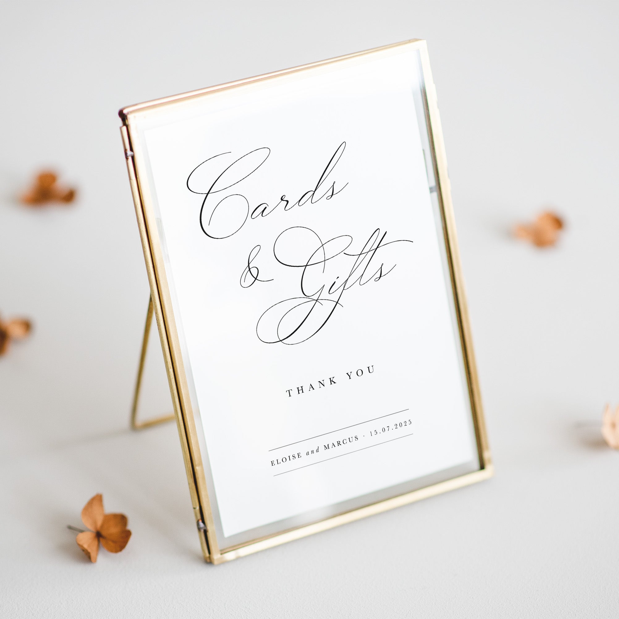 Elegant cards and gifts sign for wedding reception