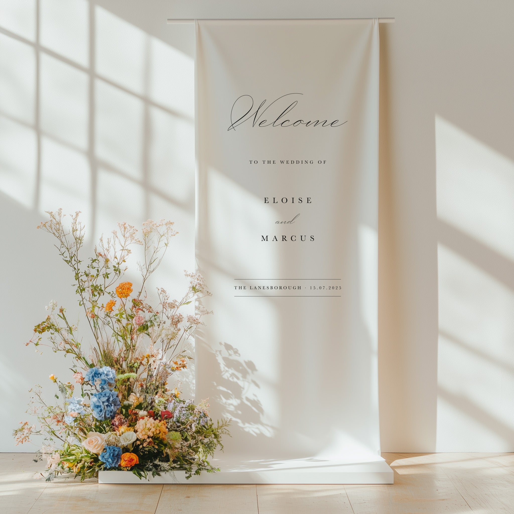 Elegant Fabric Wedding Welcome Sign - Eloise Collection, Elle Bee Design