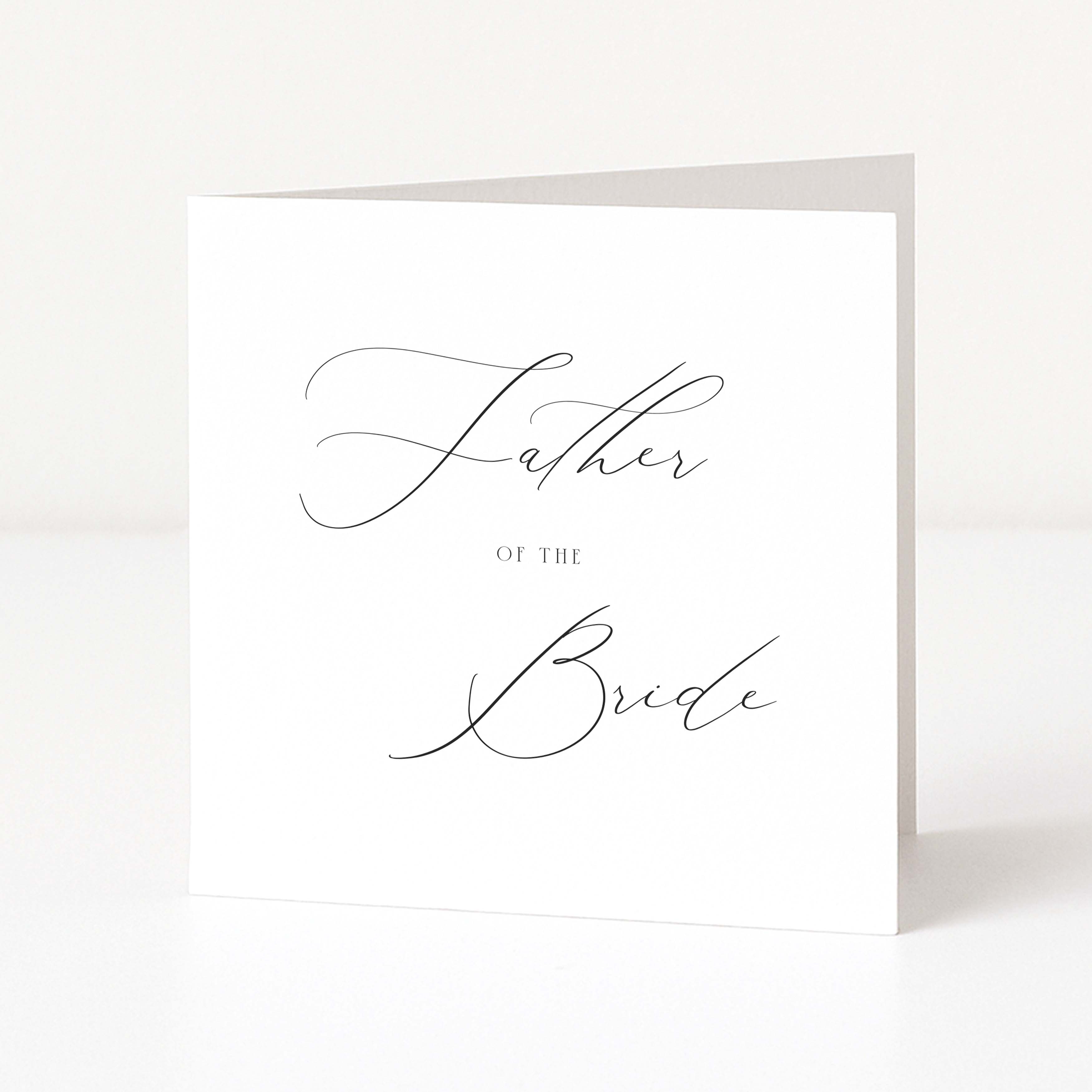 Greeting card with 'Father of the Bride' text on a white background