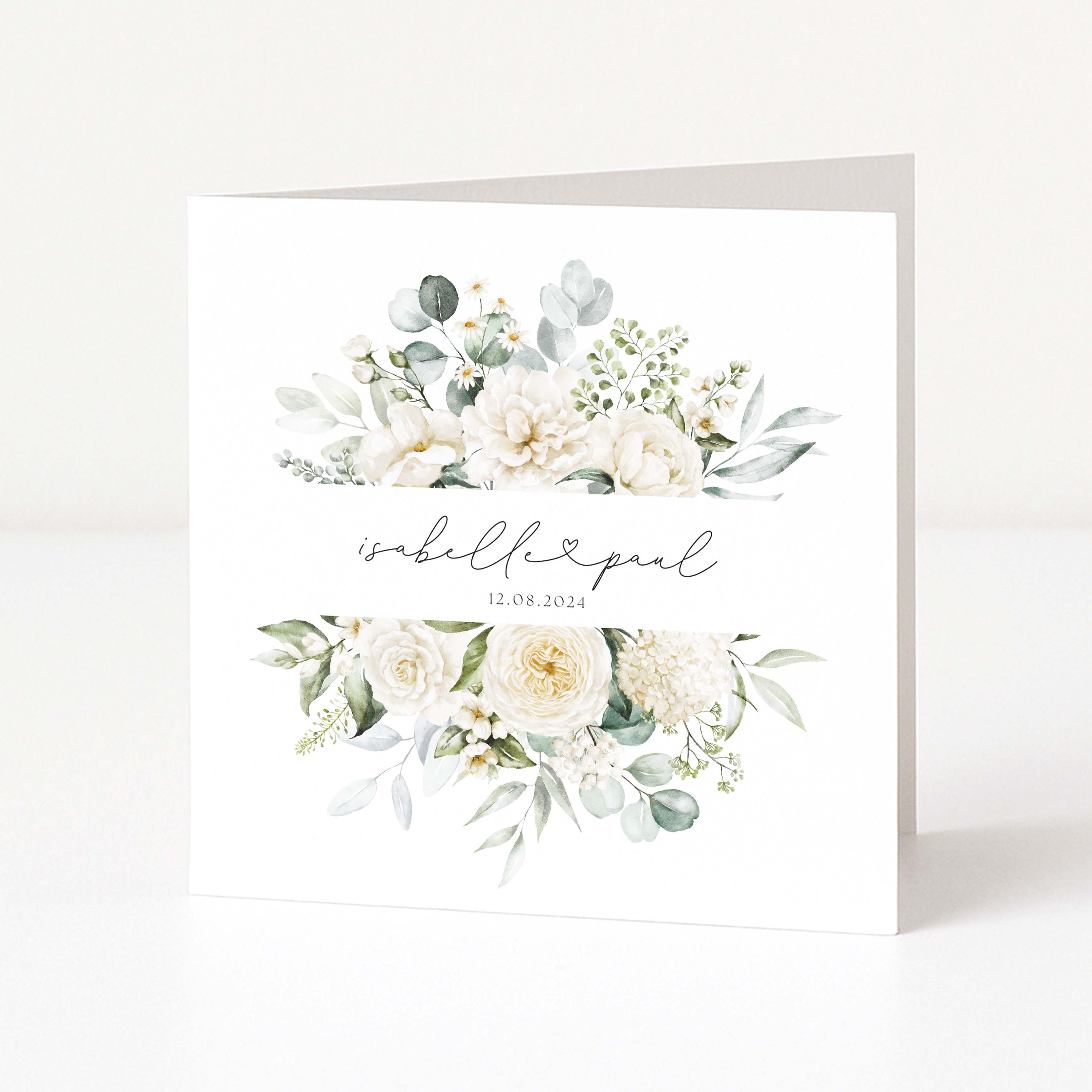 Greeting card with floral design and text on a white background