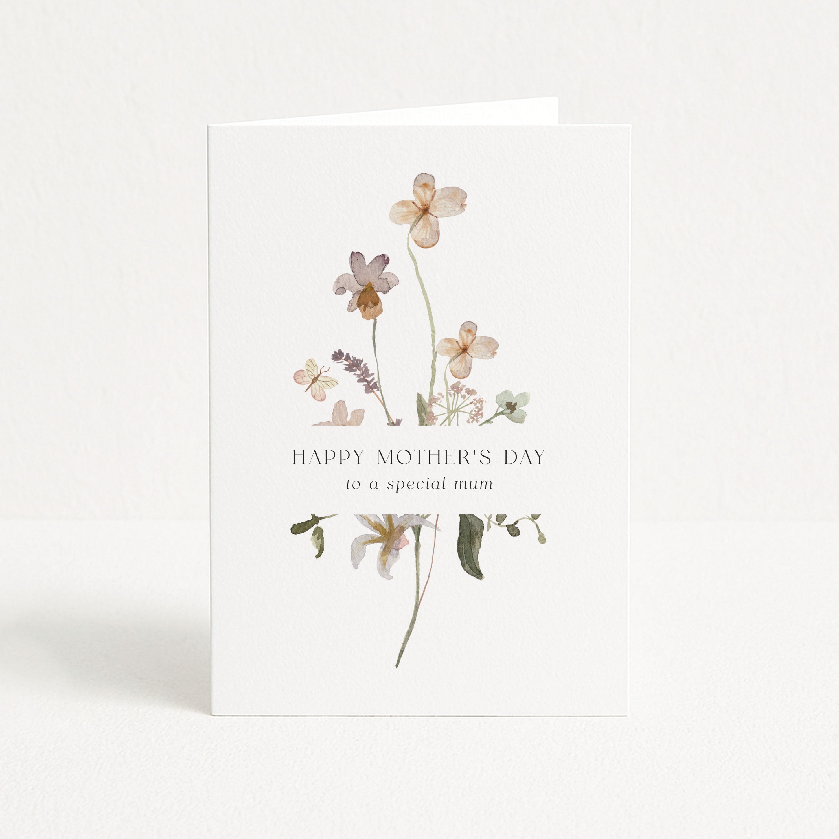 Greeting card with floral design and 'Happy Mother's Day' text on a white background