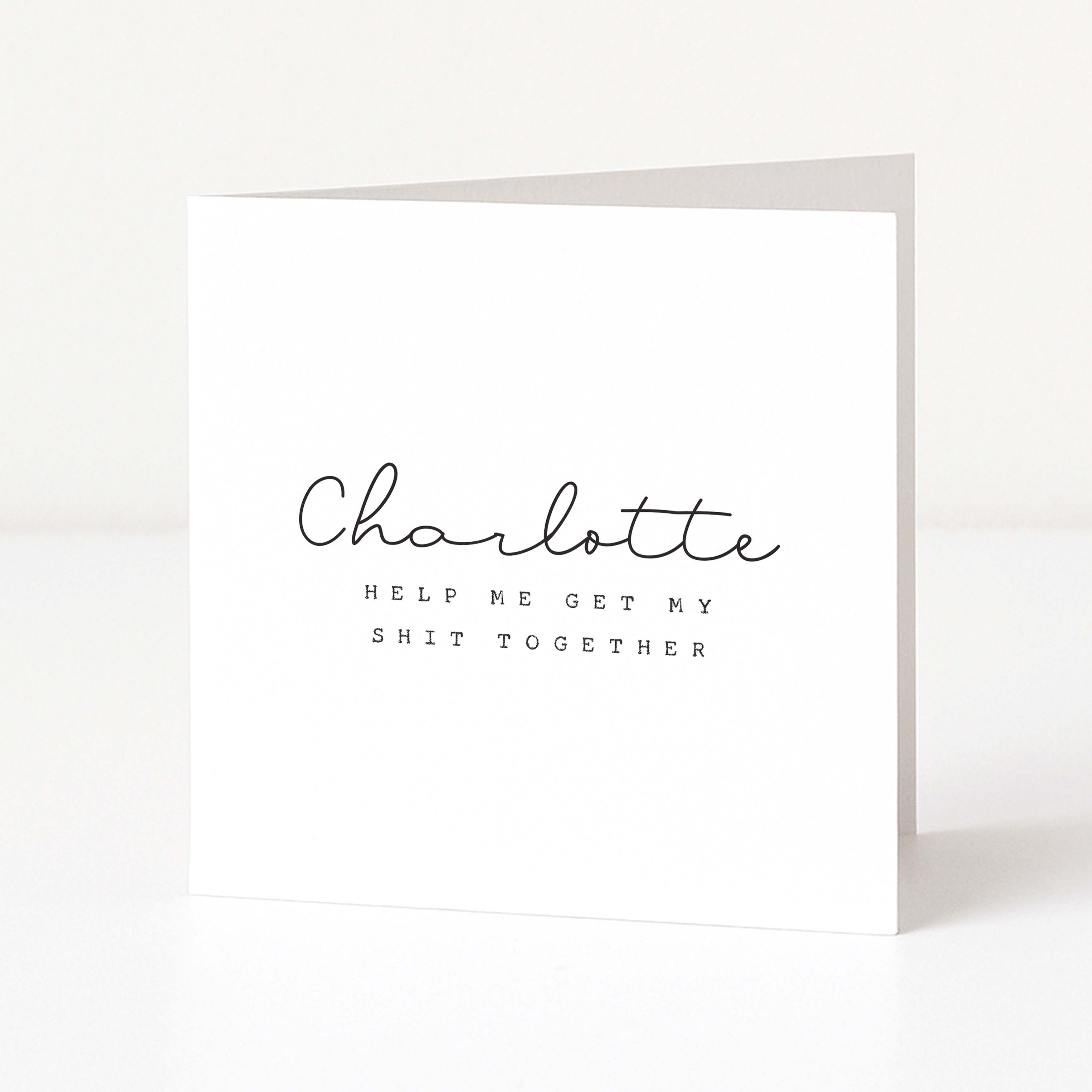 simple bridesmaid card on white card with white background