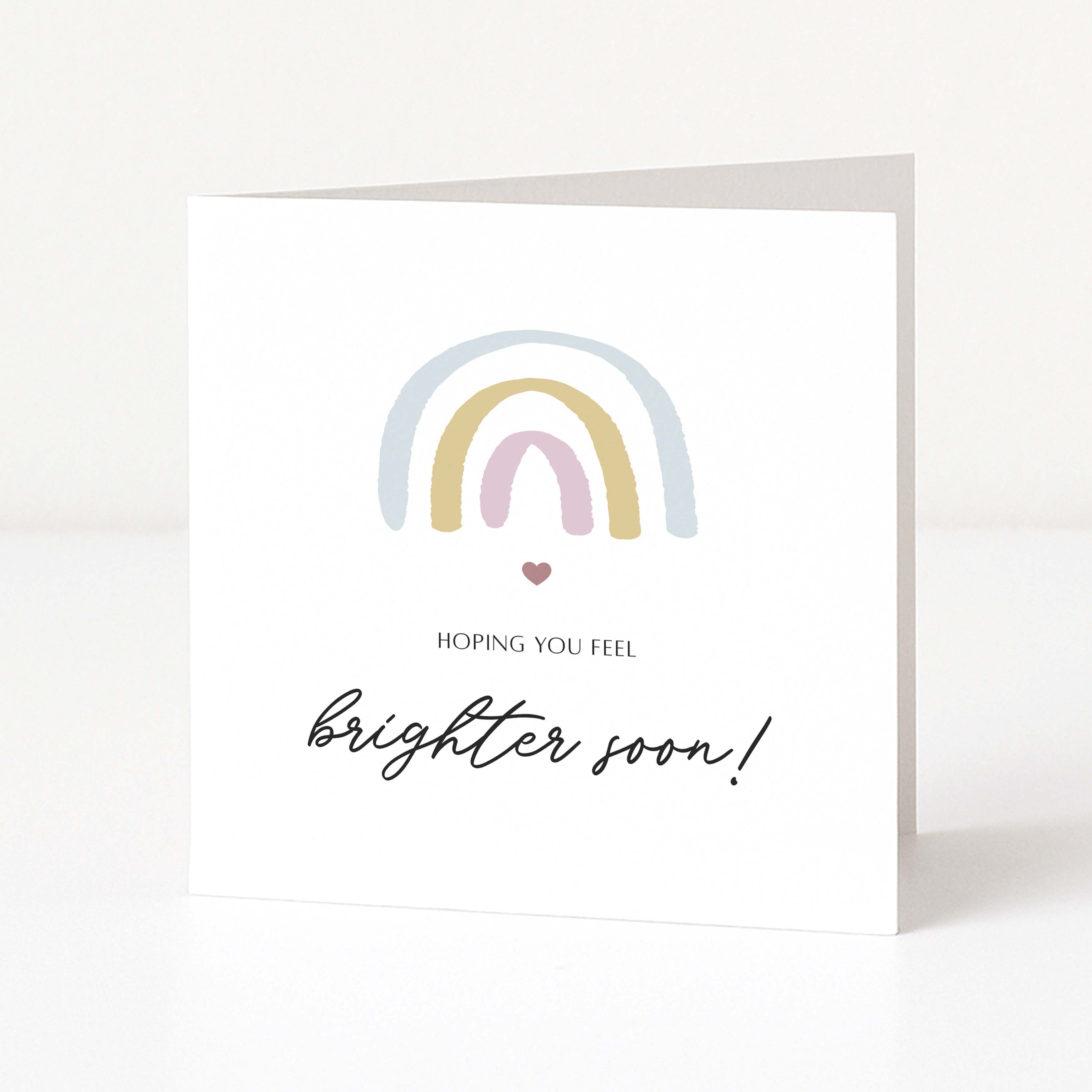Greeting card with a rainbow and text on a white background