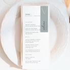 Modern Wedding Menu Card with Grey Guest Name Tag - Hannah Collection, Elle Bee Design