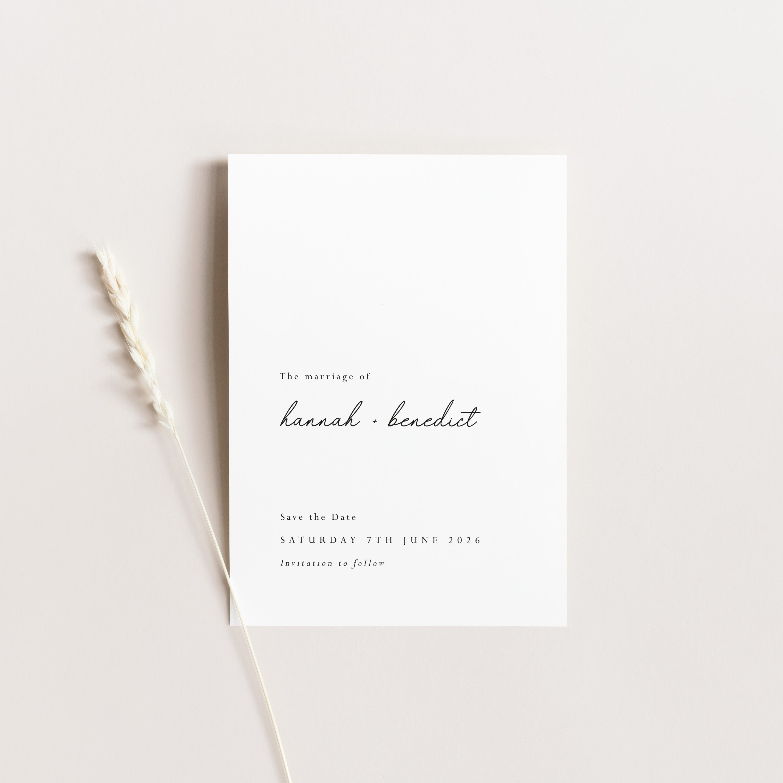 Simple and Modern Wedding Save the Date Card - Hannah Collection, Elle Bee Design