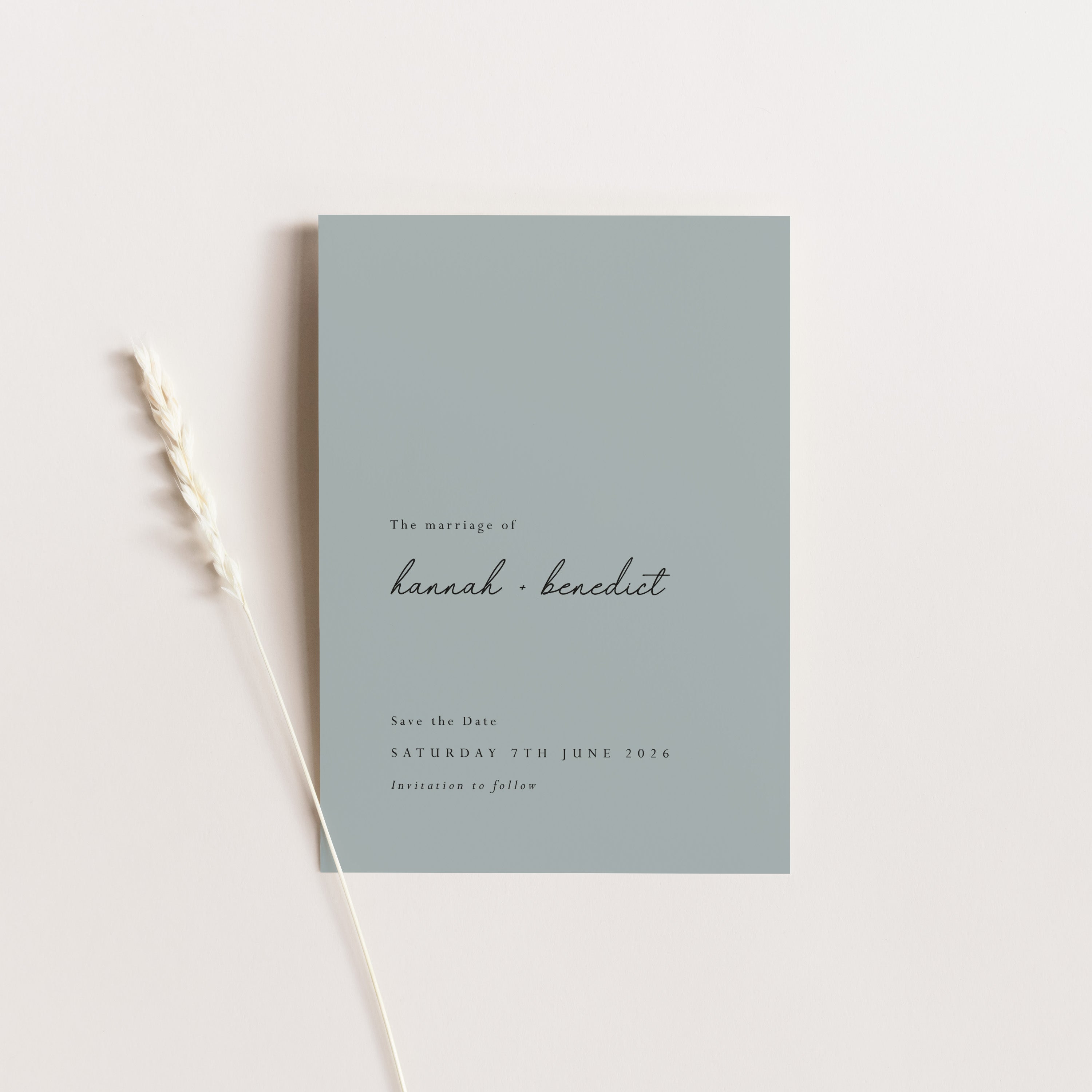 Simple and Modern Wedding Save the Date Card in Grey - Hannah Collection, Elle Bee Design