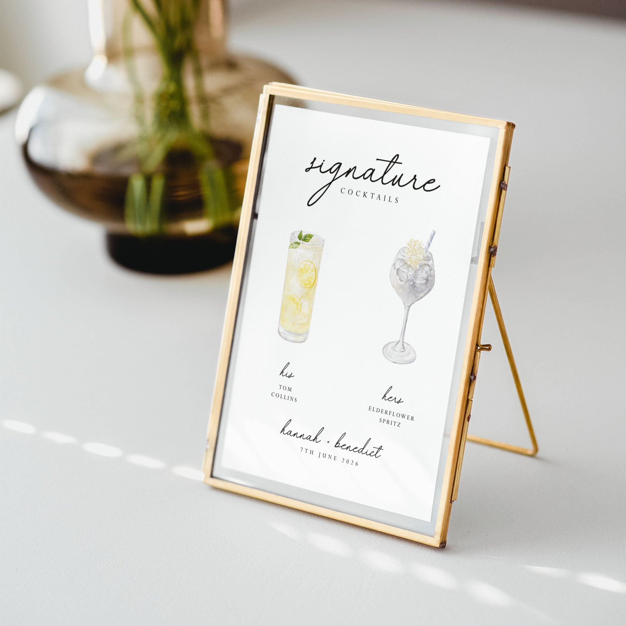 Modern Signature Cocktails Menu for Wedding Reception