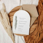Simple botanical arched evening wedding invitation - Heather collection, Elle Bee Design