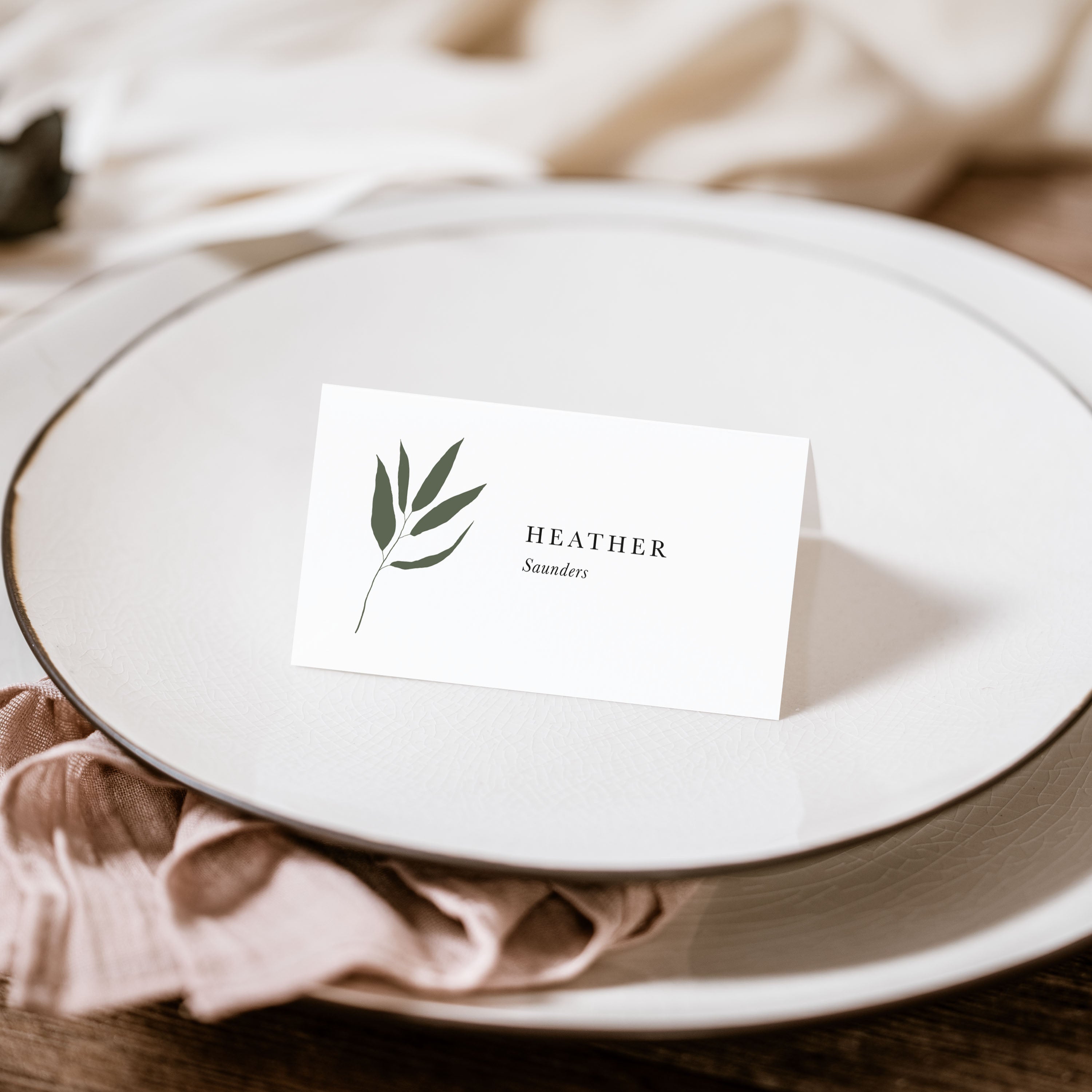 Simple Botanical Wedding Place Cards - Heather Collection, Elle Bee Design